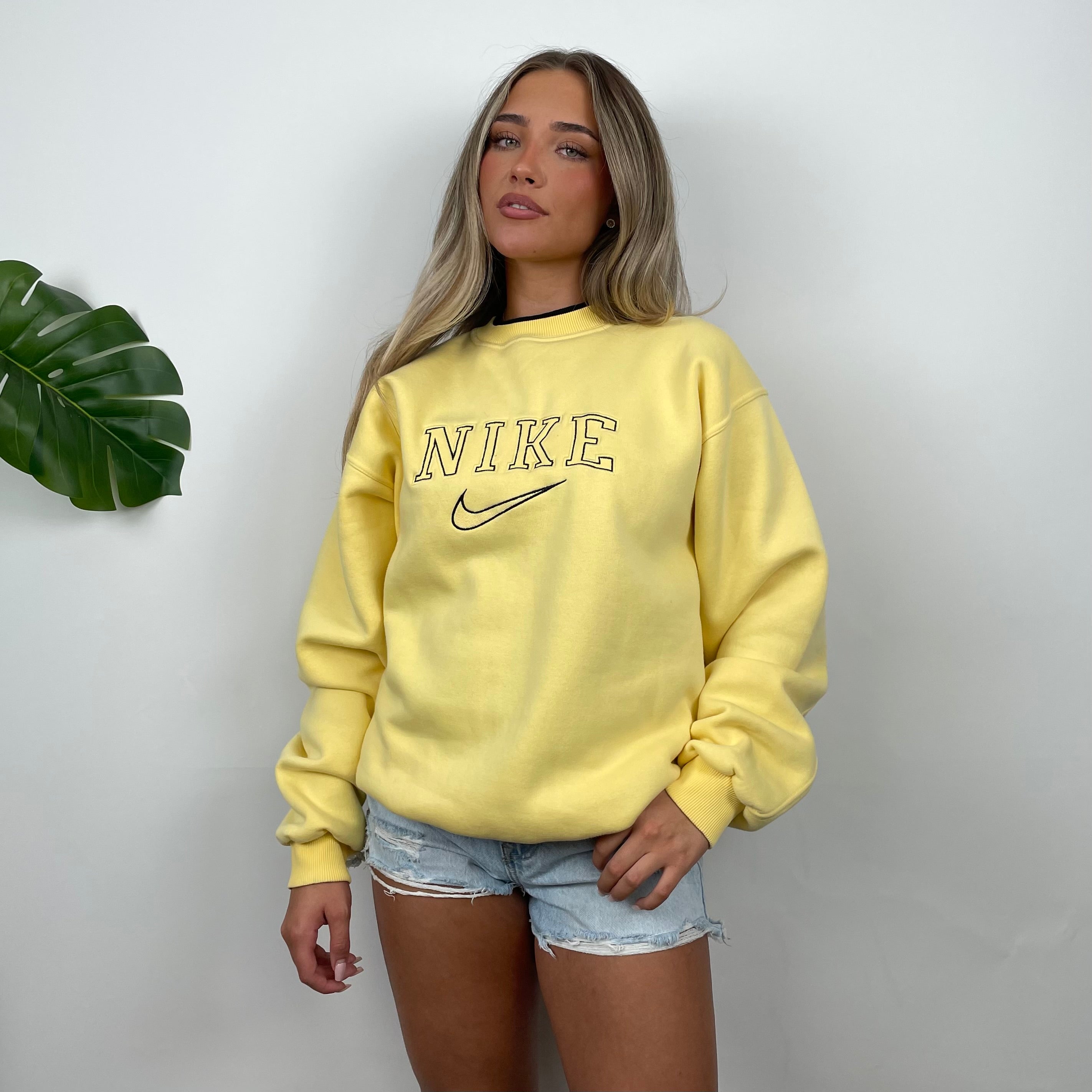 Nike Yellow Embroidered Spell Out Sweatshirt (M)