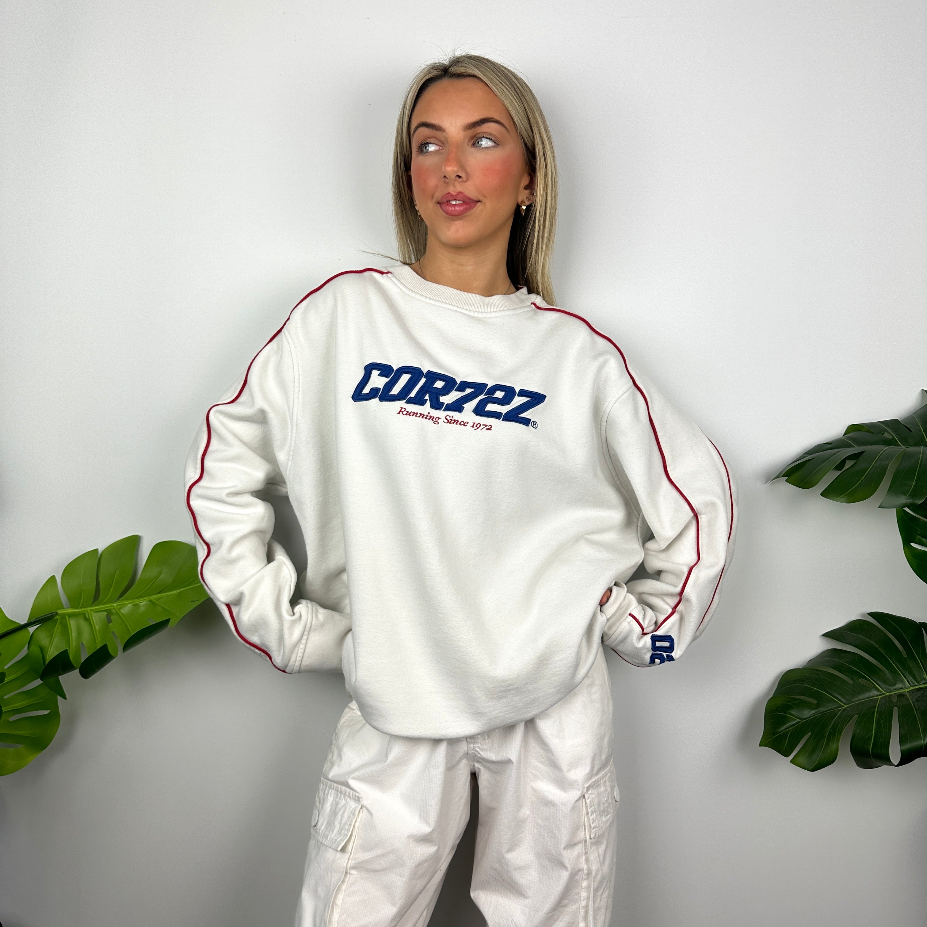 Nike Cortez White Embroidered Spell Out Sweatshirt (XL)