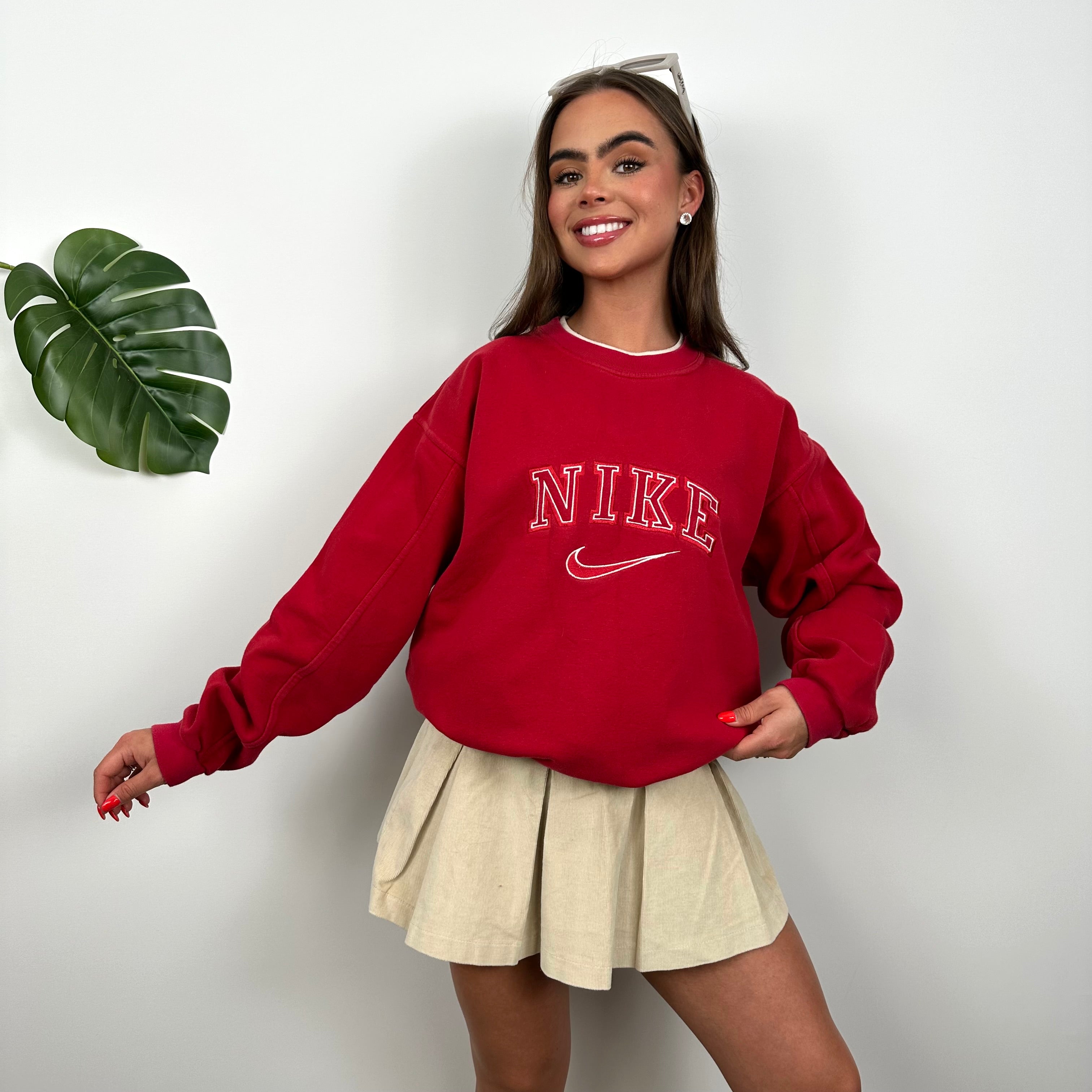 Nike Red Embroidered Spell Out Sweatshirt (M)