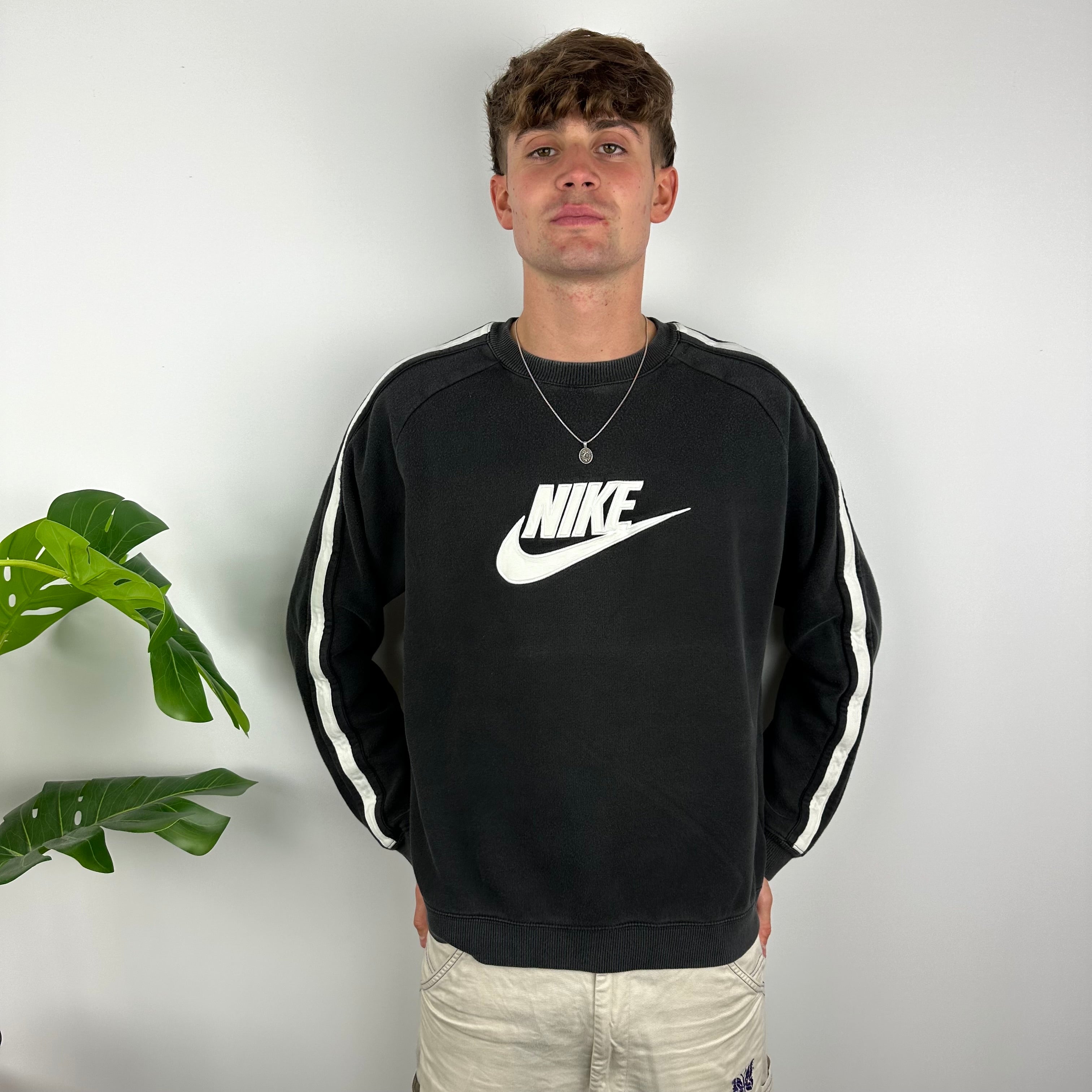 Nike RARE Black Embroidered Spell Out Sweatshirt (L)