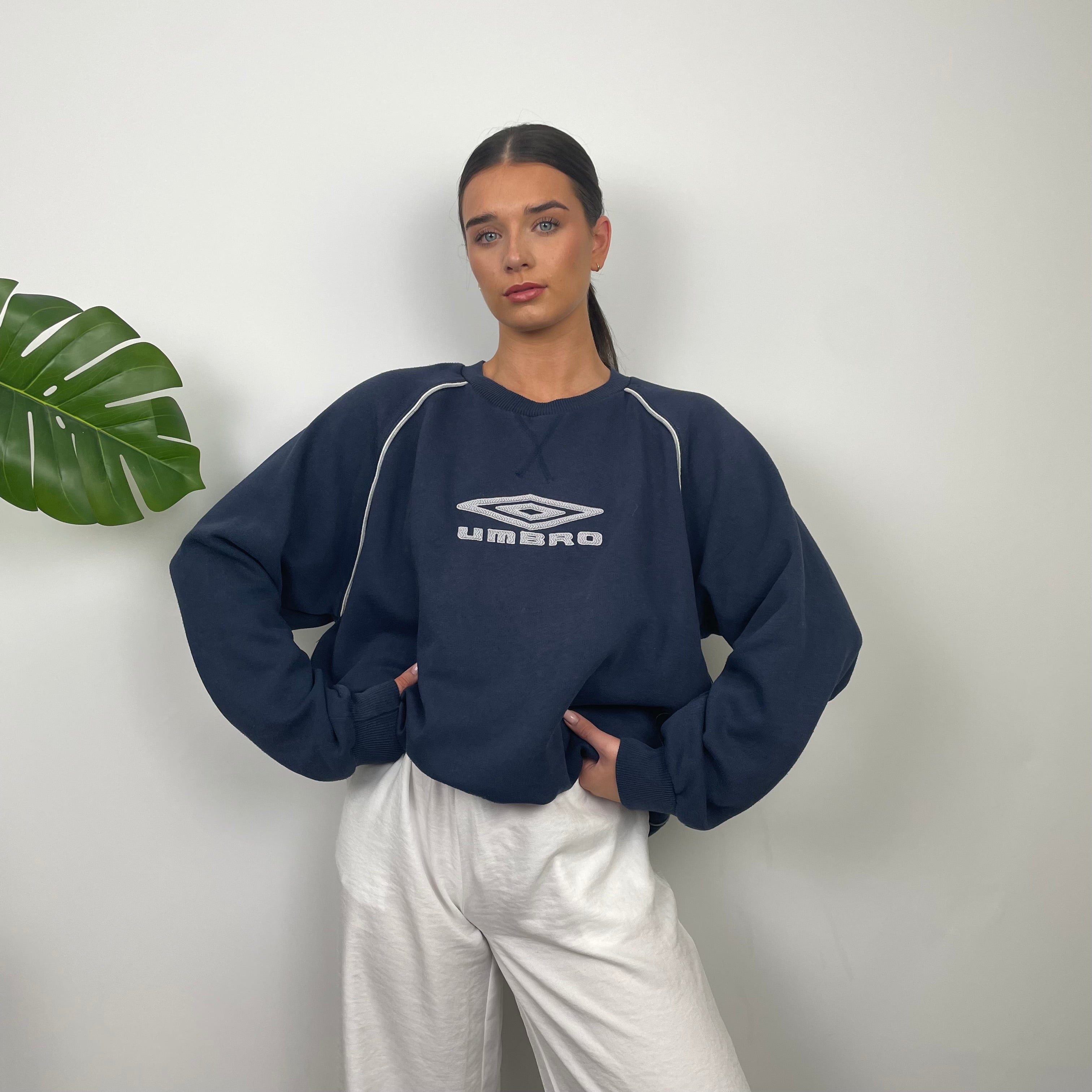 Umbro Navy Embroidered Spell Out Sweatshirt (XL)