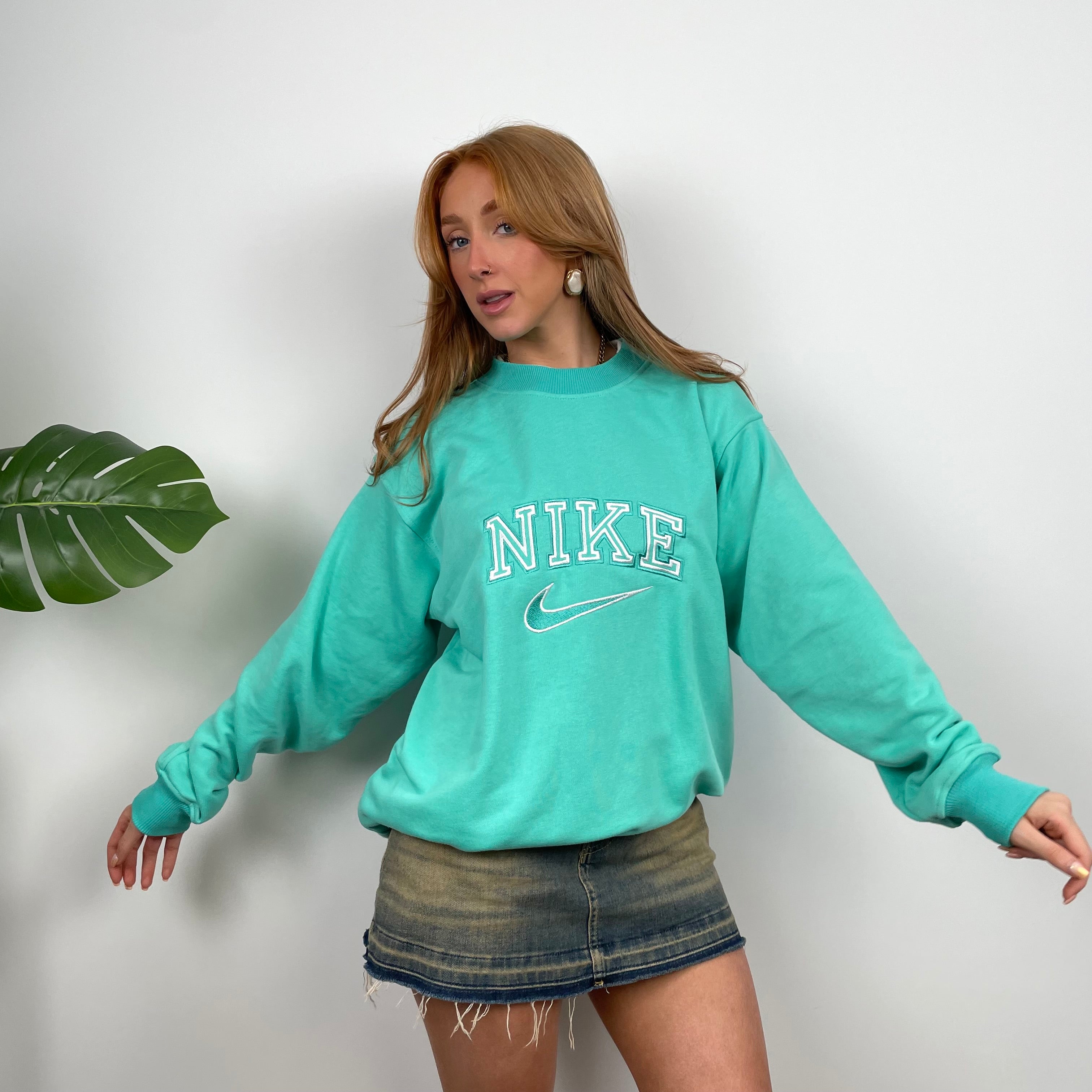 Nike Turquoise Embroidered Spell Out Sweatshirt (M)