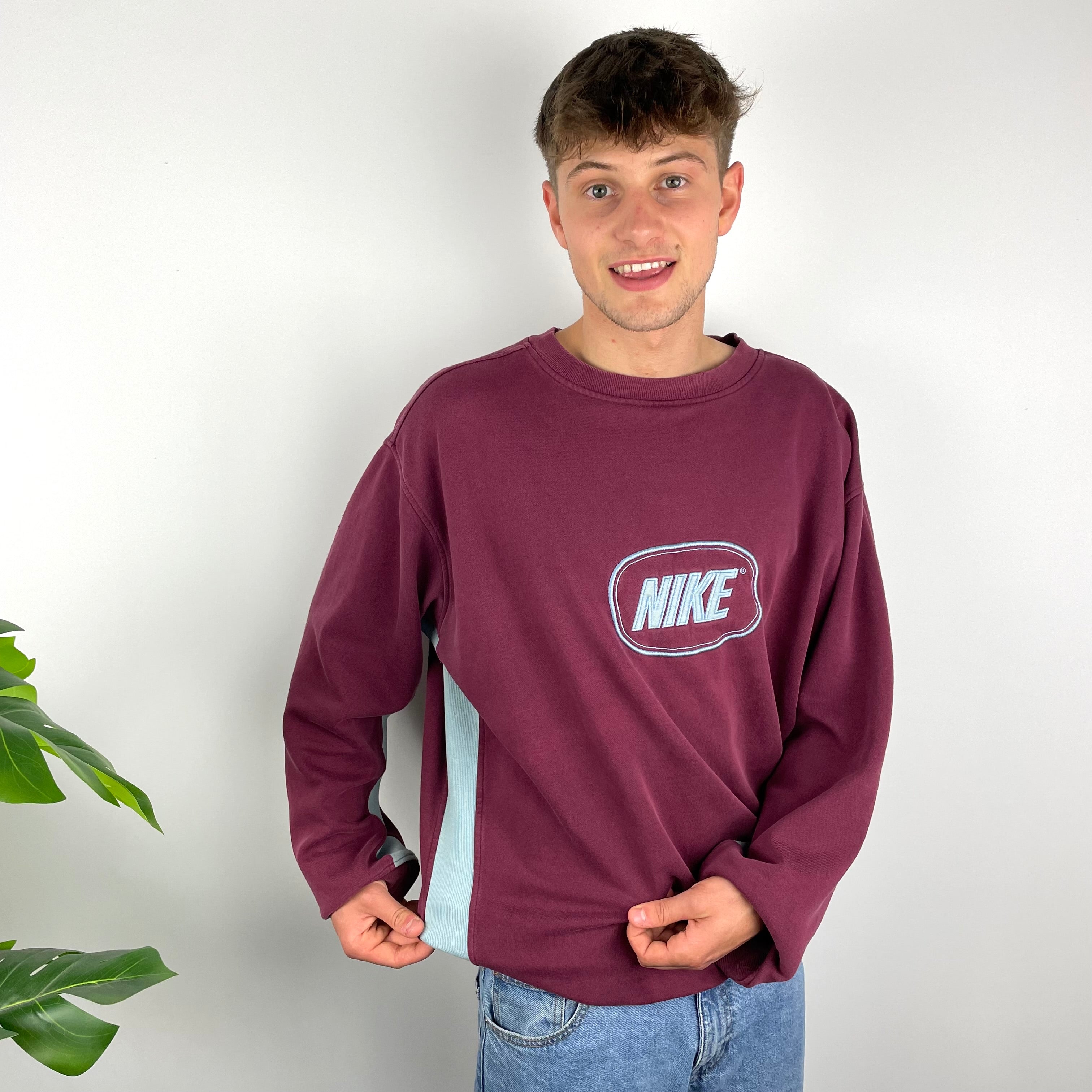 Nike RARE Maroon Embroidered Spell Out Sweatshirt (XXL)