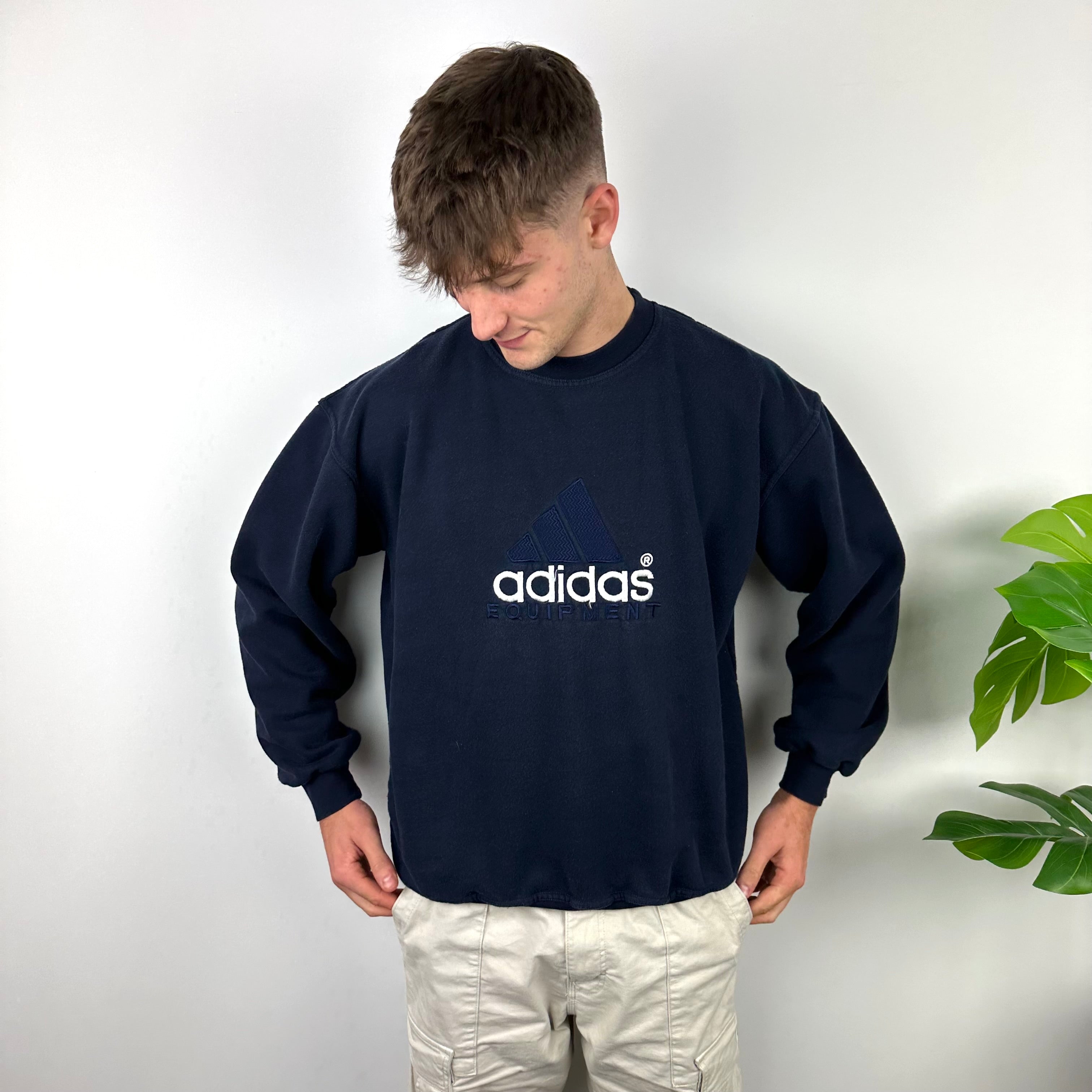 Adidas Equipment RARE Navy Embroidered Spell Out Sweatshirt (M)