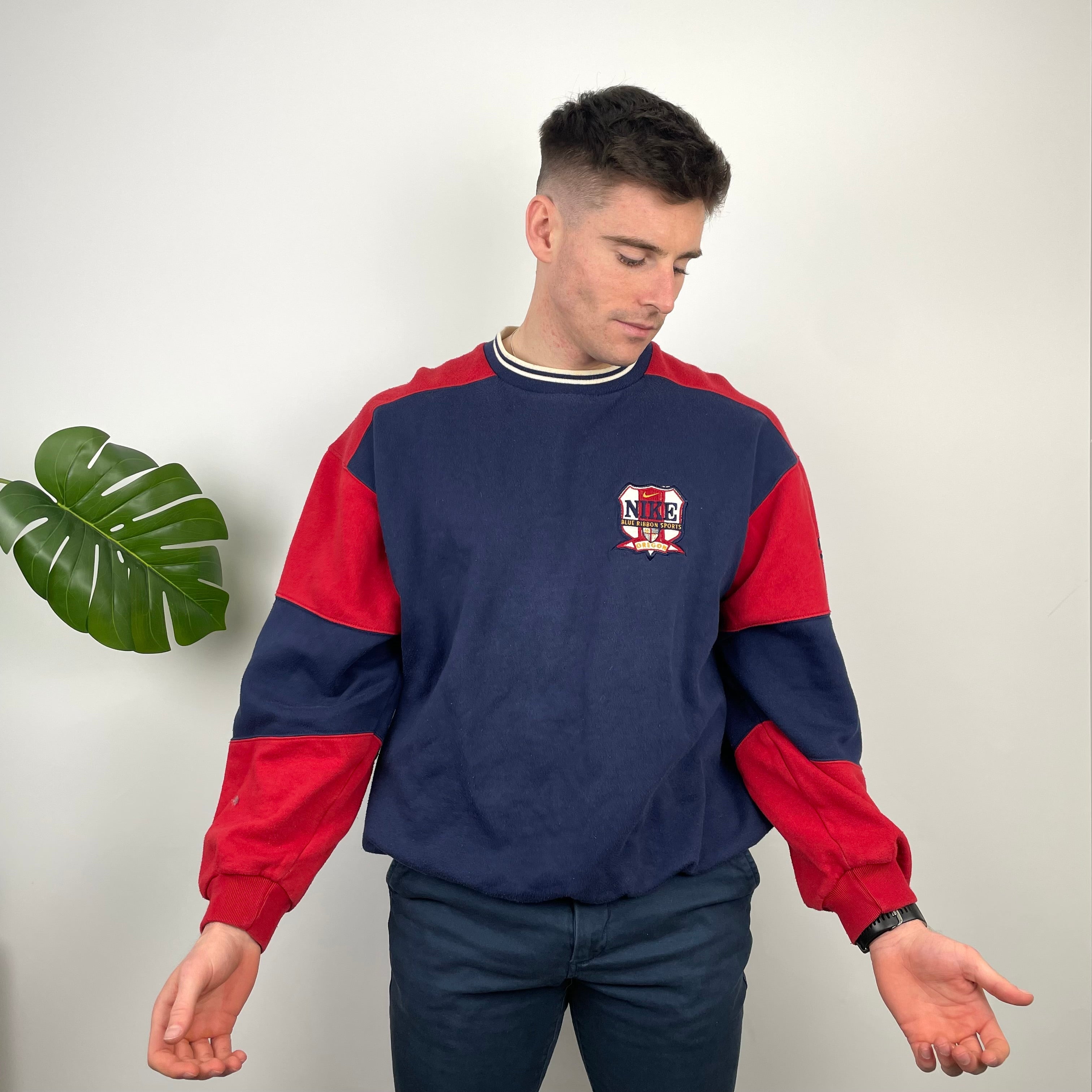 Nike Navy Embroidered Swoosh Sweatshirt (L)