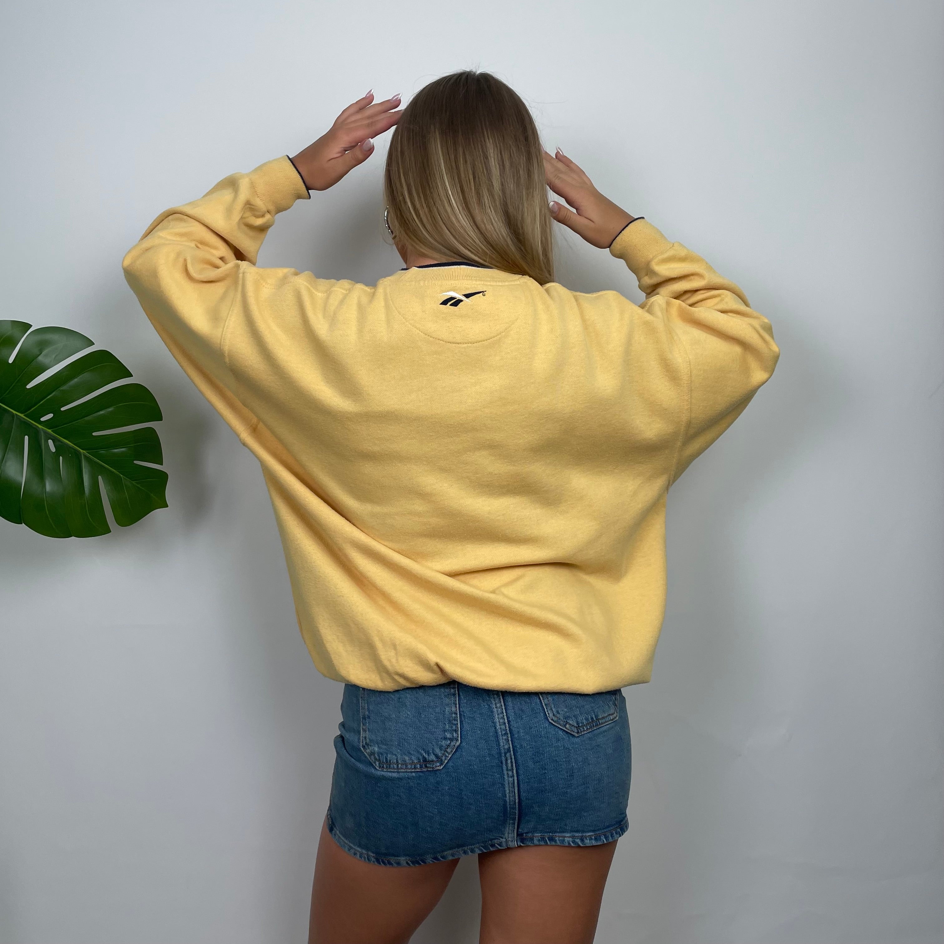 Reebok Yellow Embroidered Spell Out Sweatshirt (M)