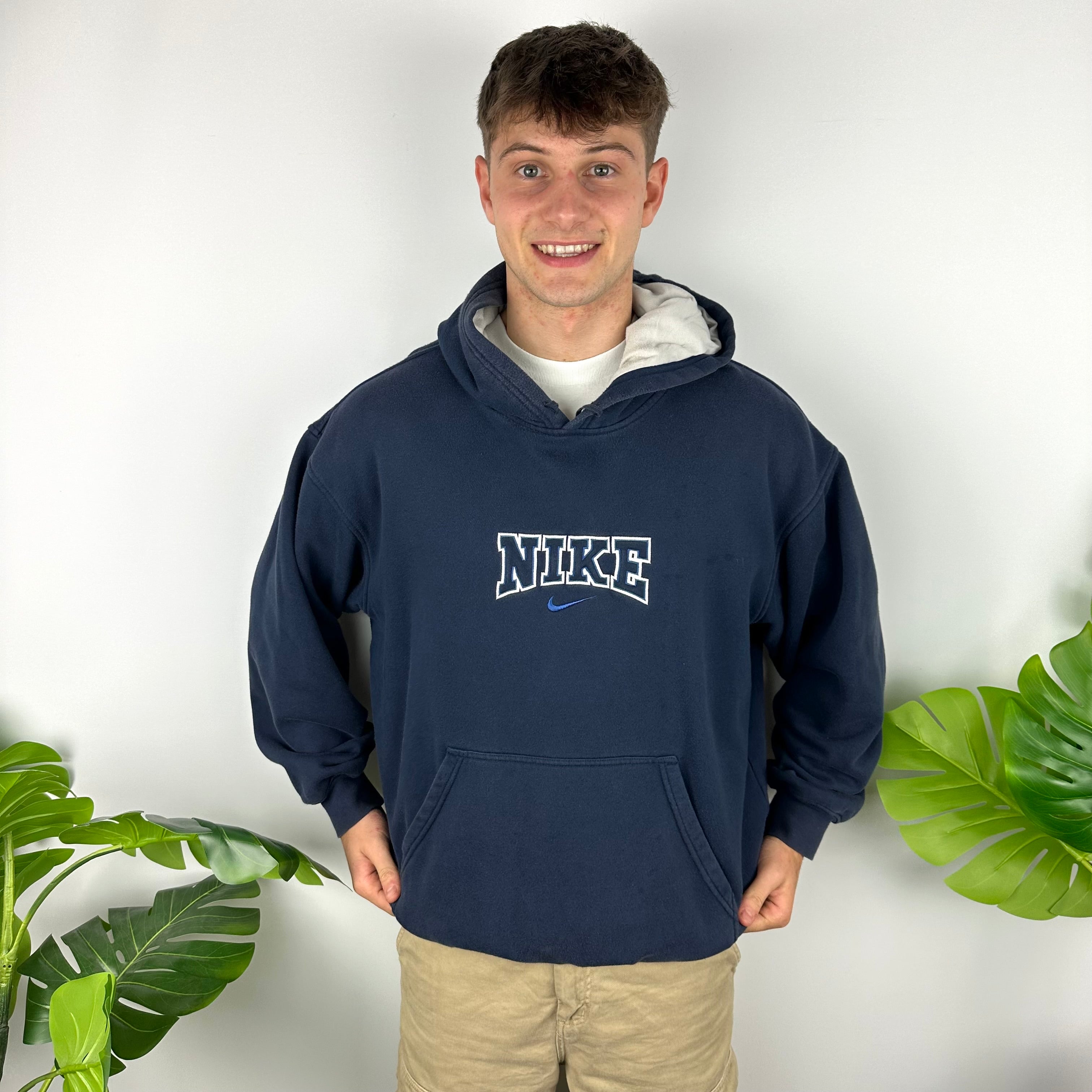 Nike Navy Embroidered Spell Out Hoodie (XL) – Jamie Online Vintage