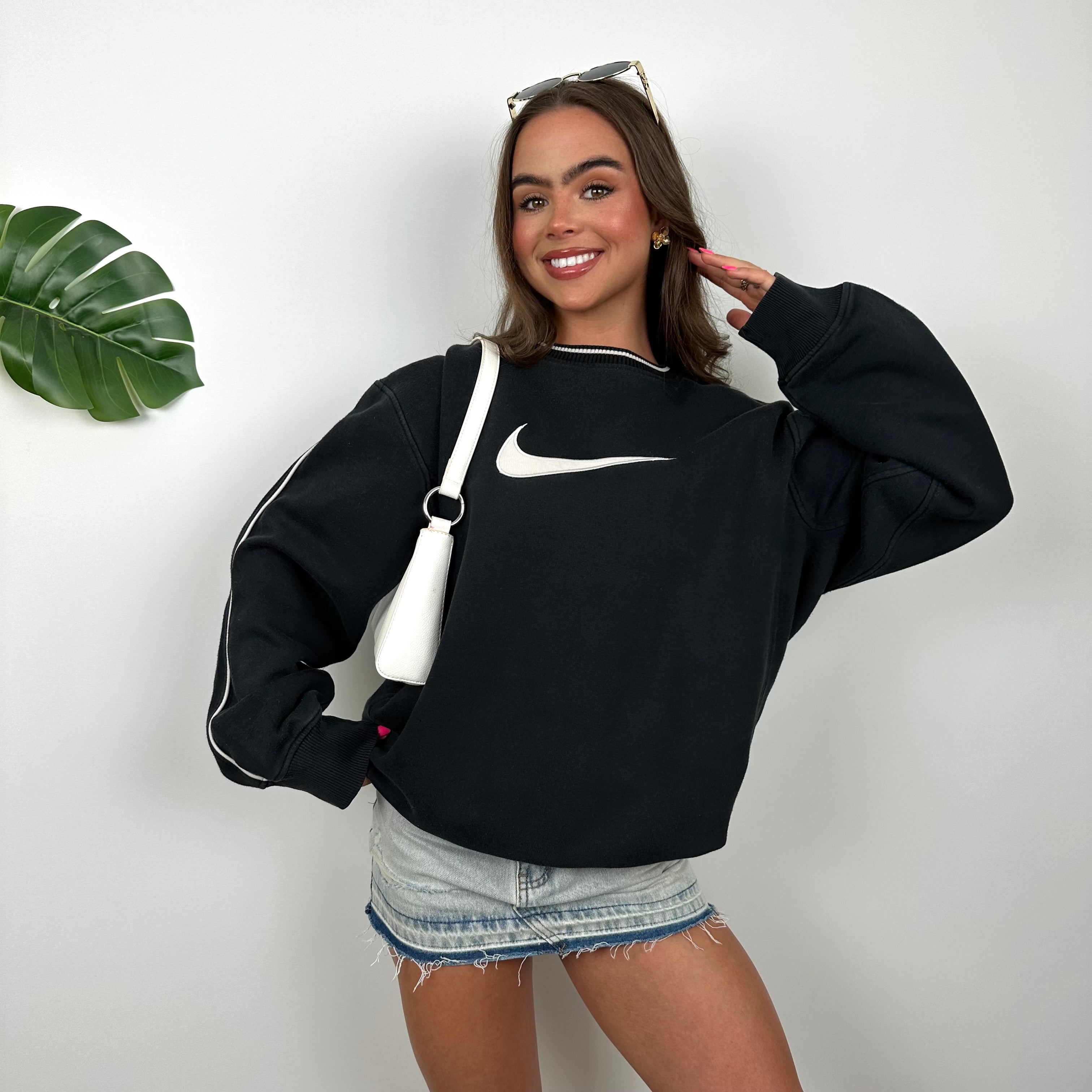 Nike Black Embroidered Swoosh Sweatshirt (L)