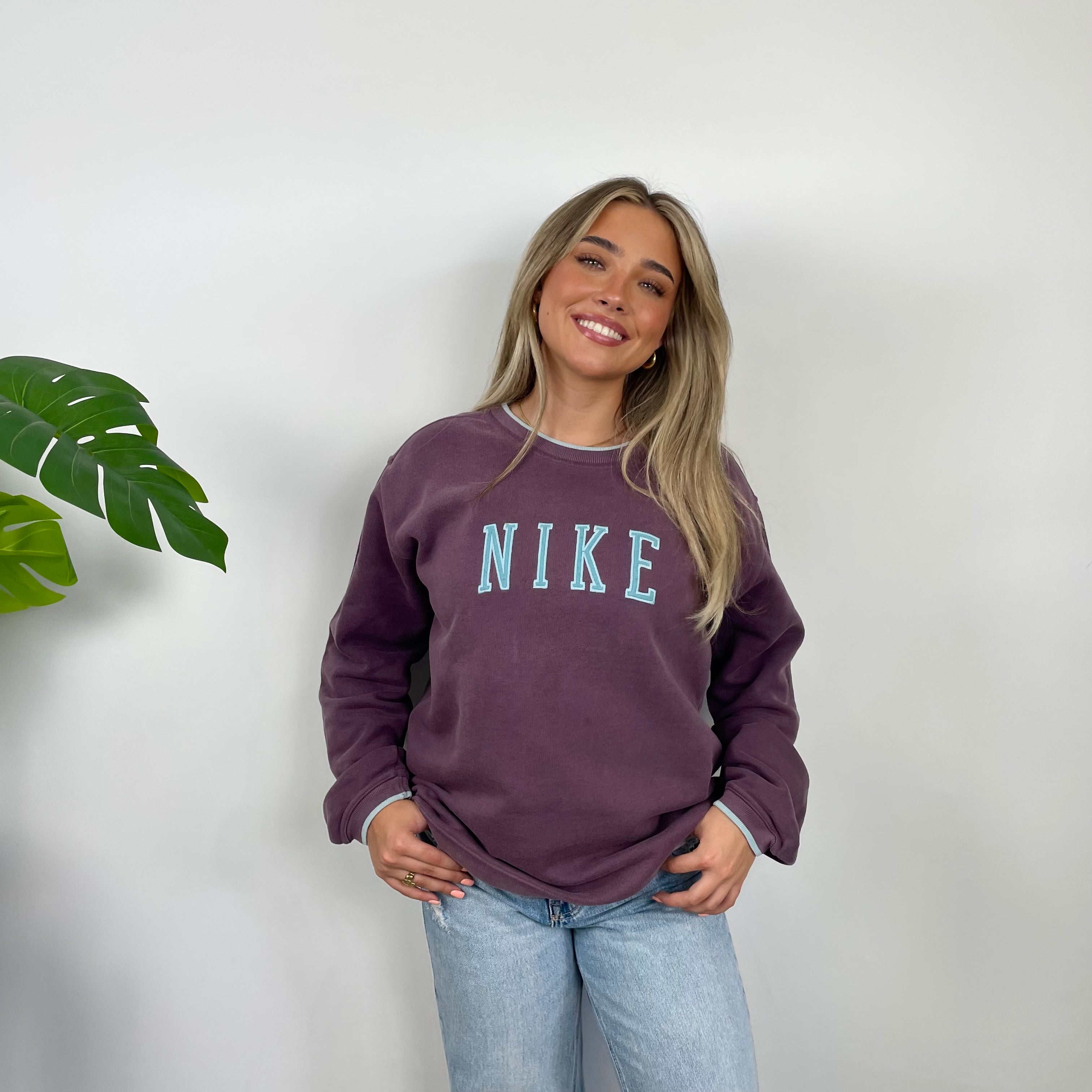 Nike Purple Embroidered Spell Out Sweatshirt (L)