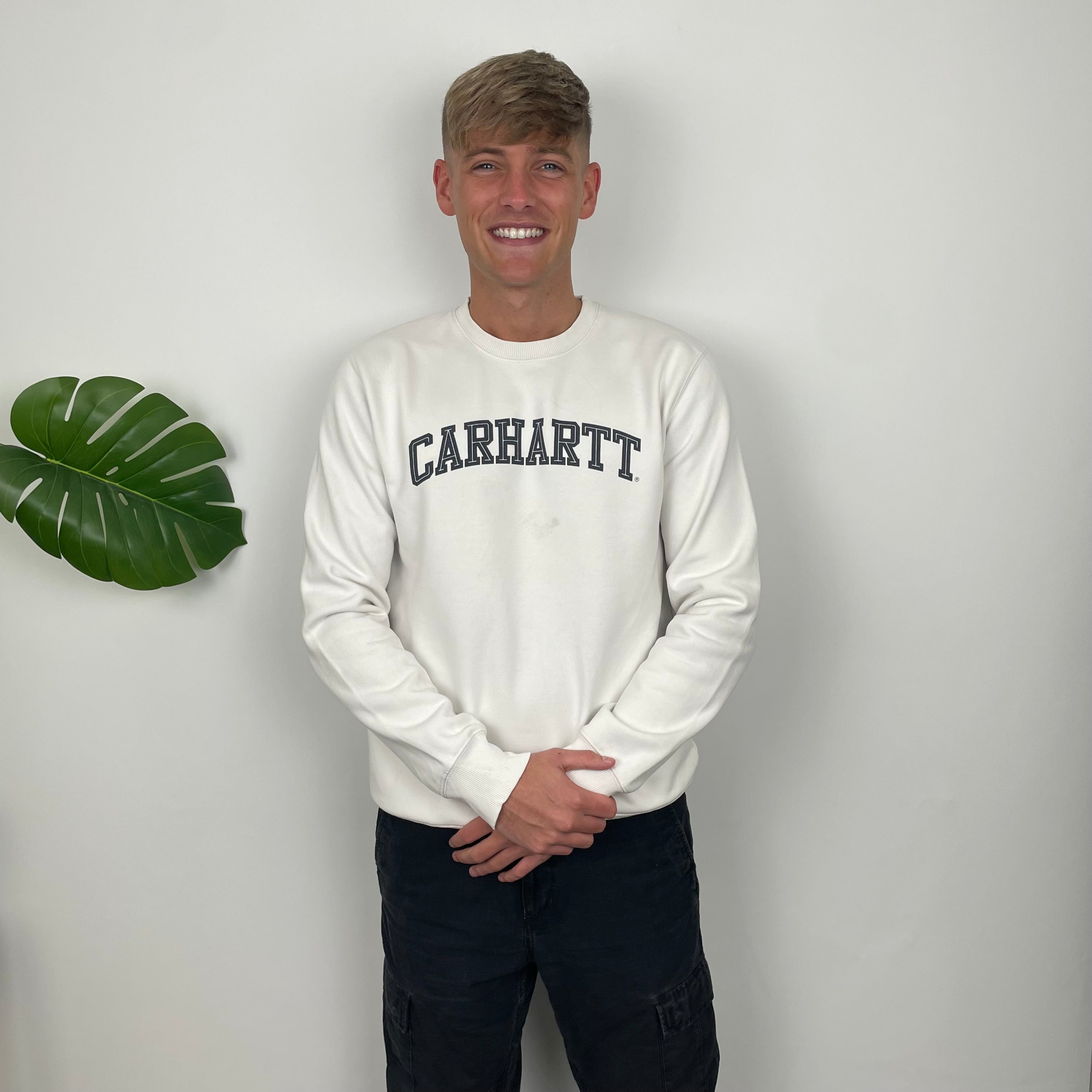 Carhartt RARE White Embroidered Spell Out Sweatshirt (L)