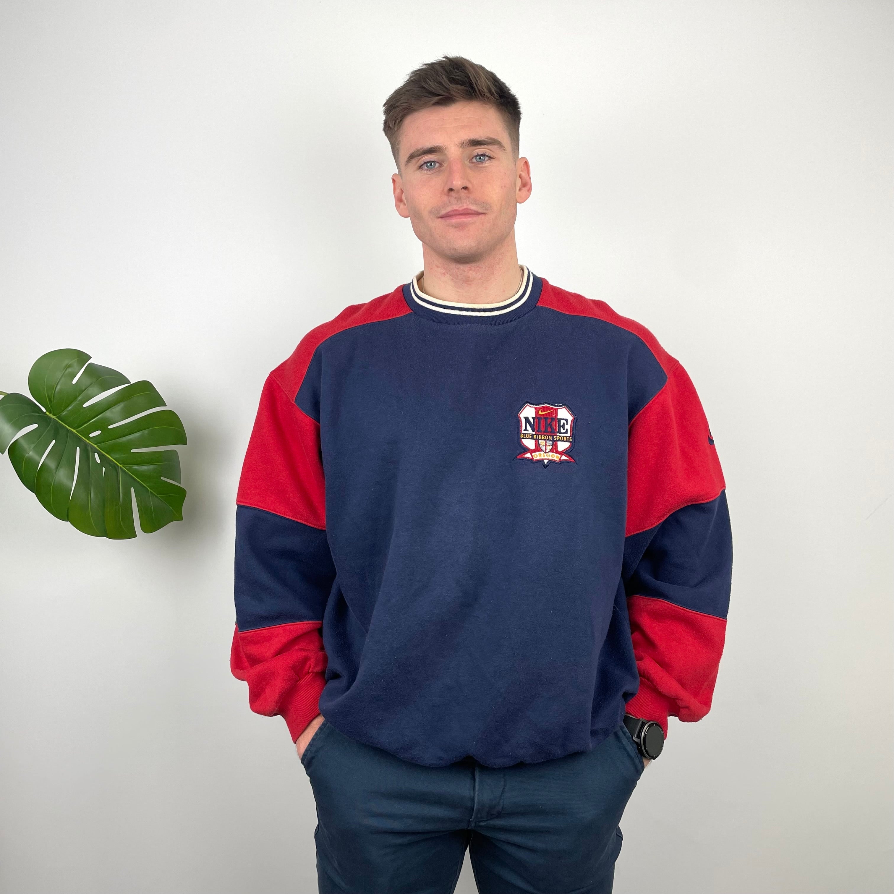 Nike Navy Embroidered Swoosh Sweatshirt (L)