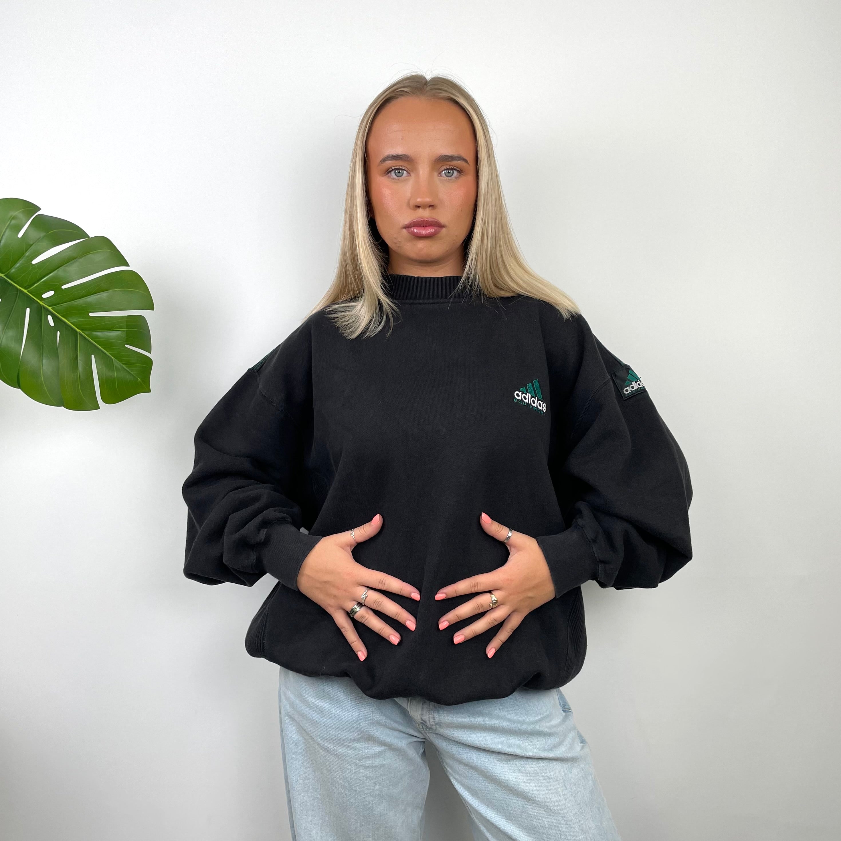 Adidas Equipment Black Embroidered Spell Out Sweatshirt (L)