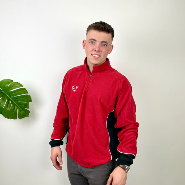 Nike Red Embroidered Swoosh Quarter Zip Sweatshirt (M)