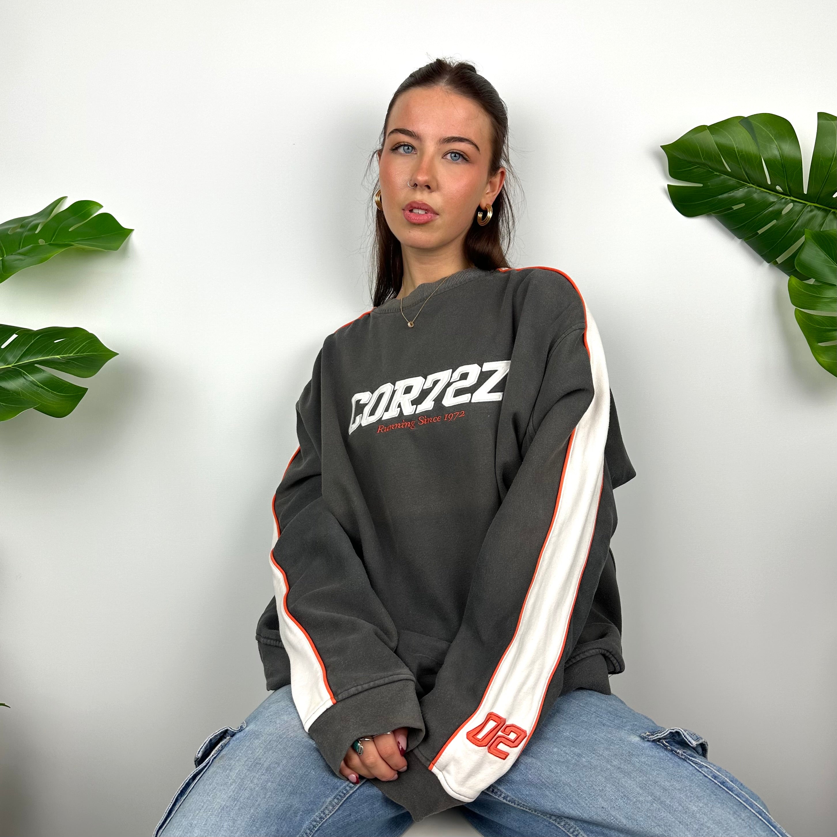 Nike Cortez Grey Embroidered Spell Out Sweatshirt (L)