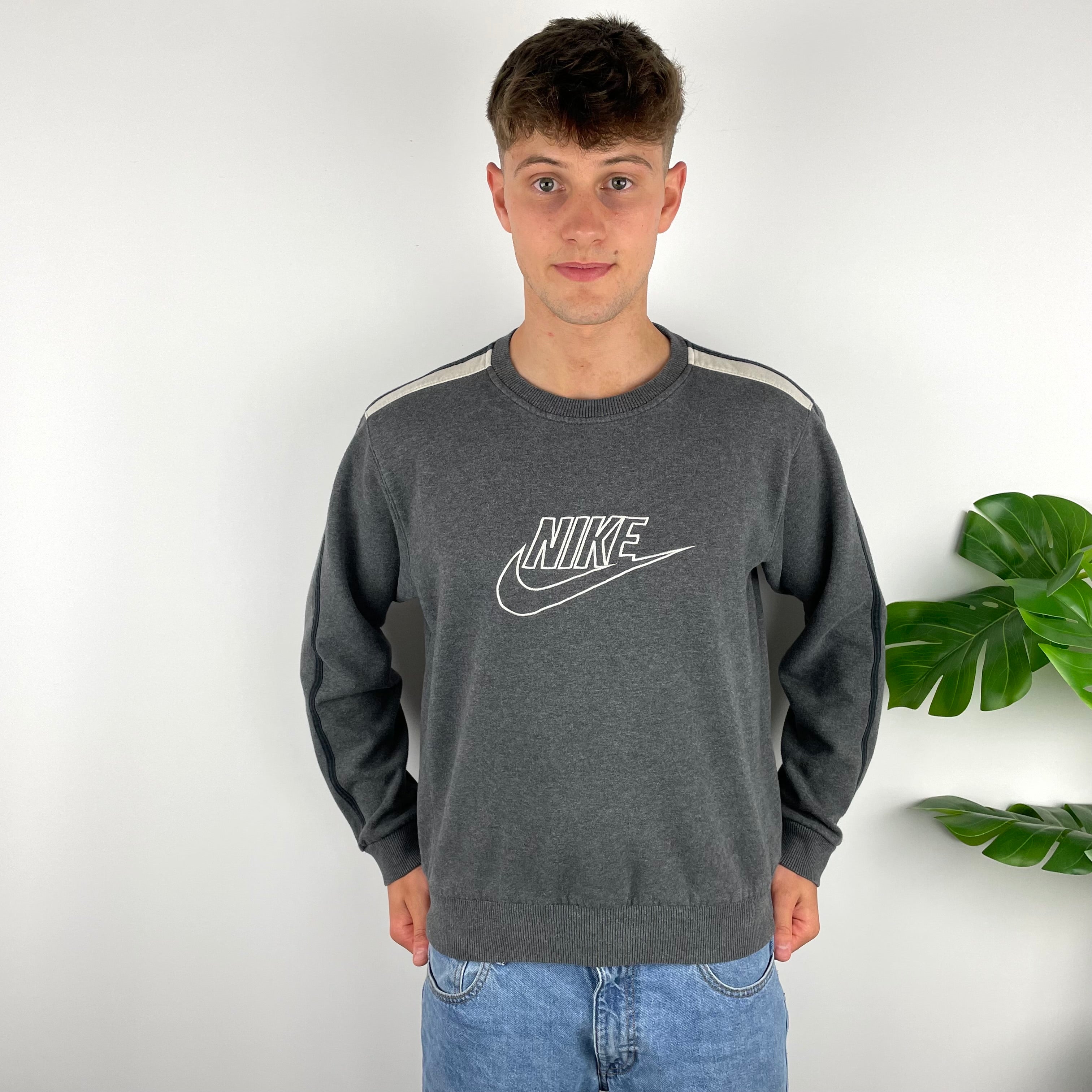 Nike RARE Grey Embroidered Spell Out Sweatshirt (M)