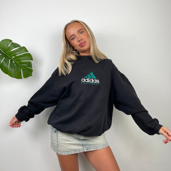 Adidas Equipment Black Embroidered Spell Out Sweatshirt (L)