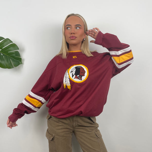 NFL Washington Redskins Red Embroidered Spell Out Sweatshirt (XL)