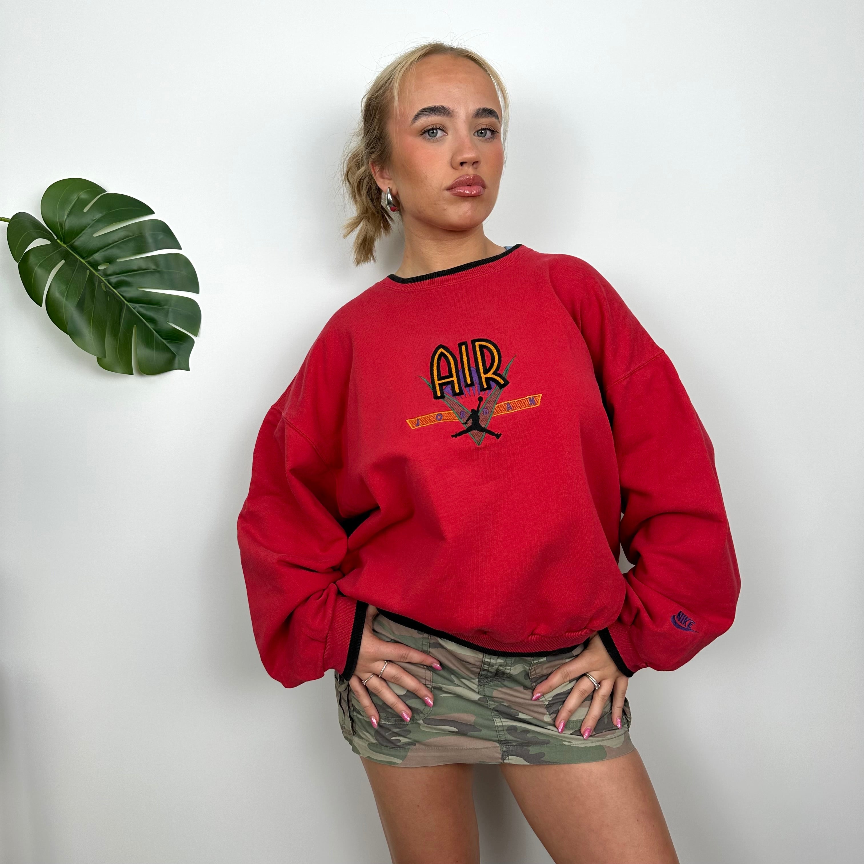 Nike x Air Jordan Red Embroidered Spell Out Sweatshirt (S)