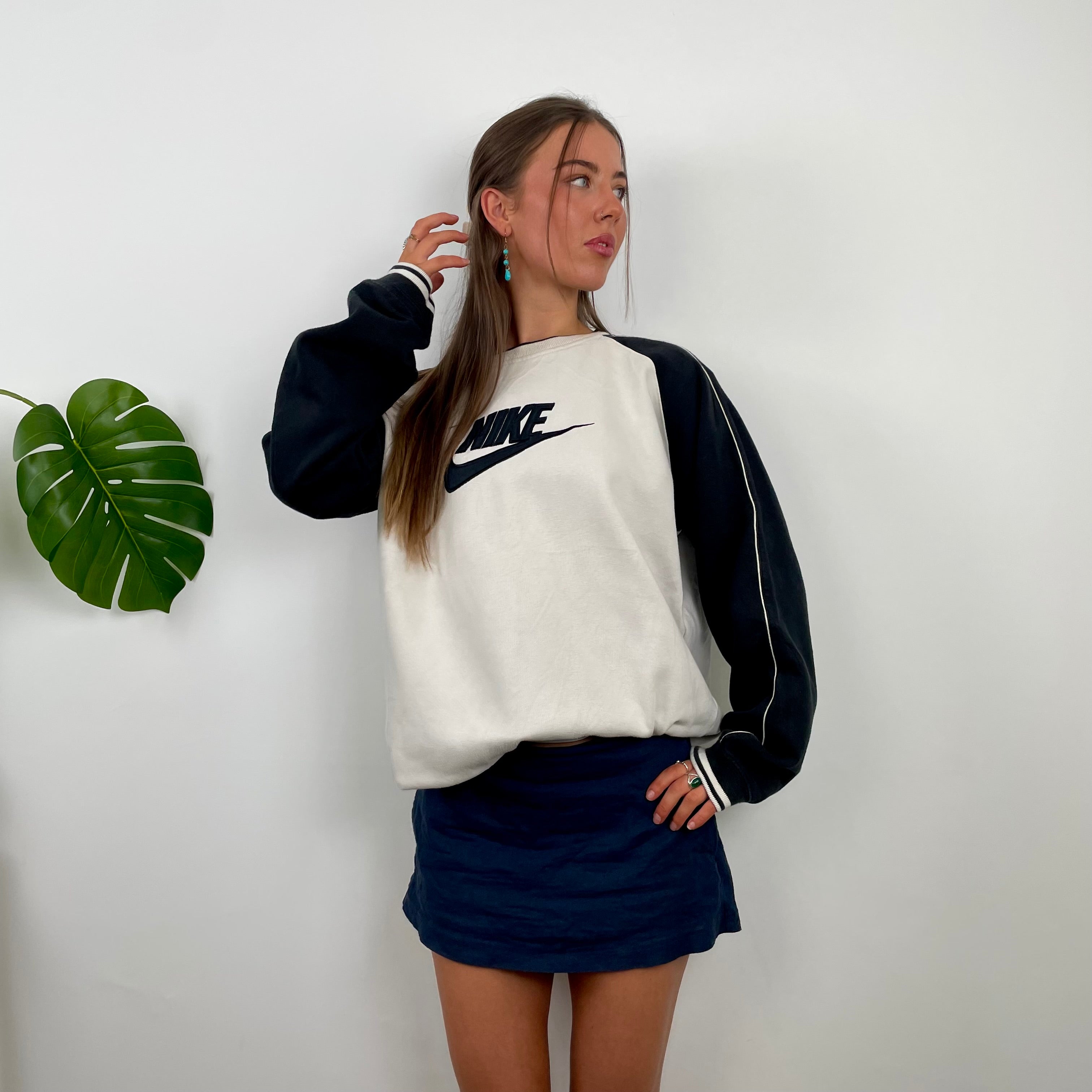 Nike RARE White Embroidered Spell Out Sweatshirt (L)