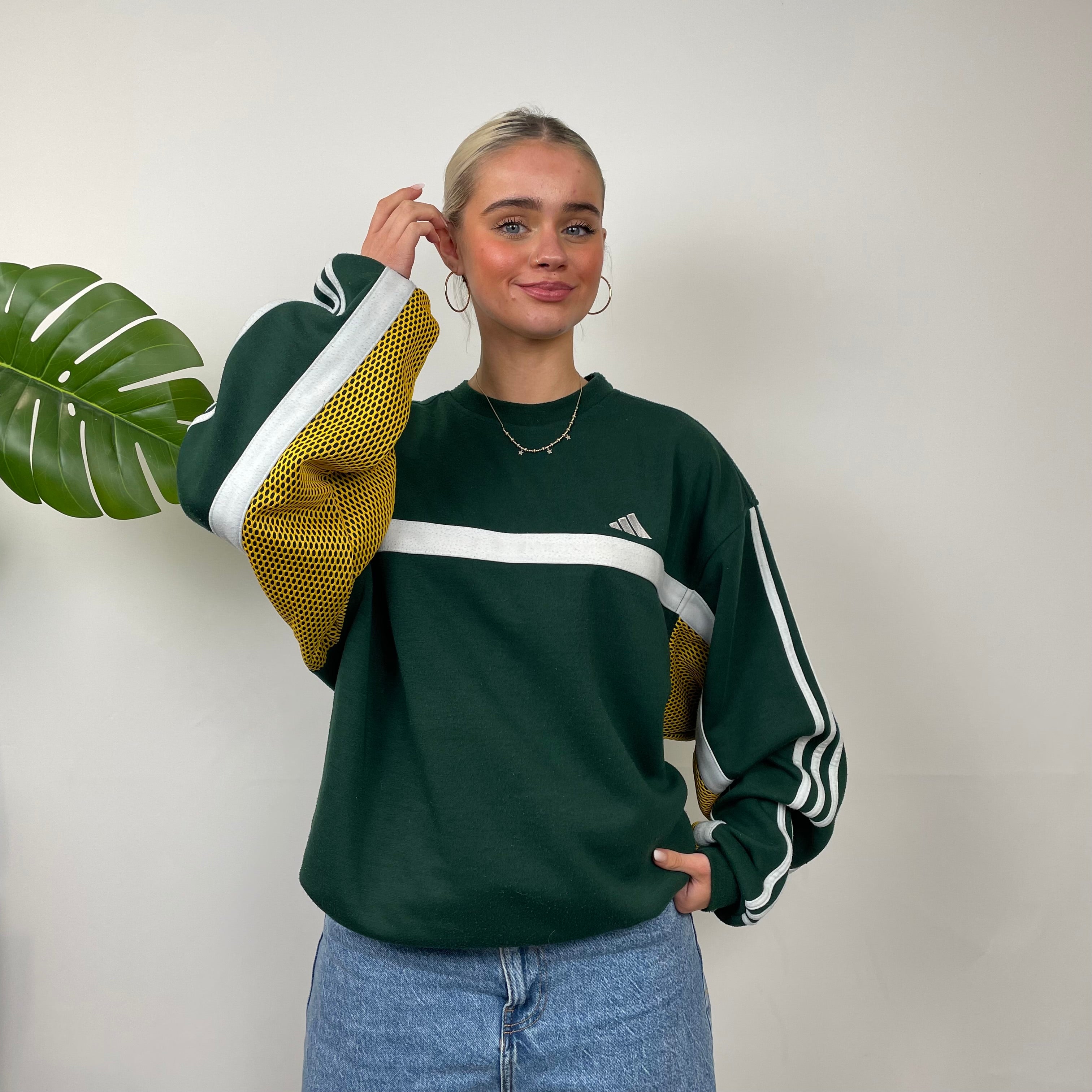 Adidas RARE Green Embroidered Spell Out Sweatshirt (XXL)