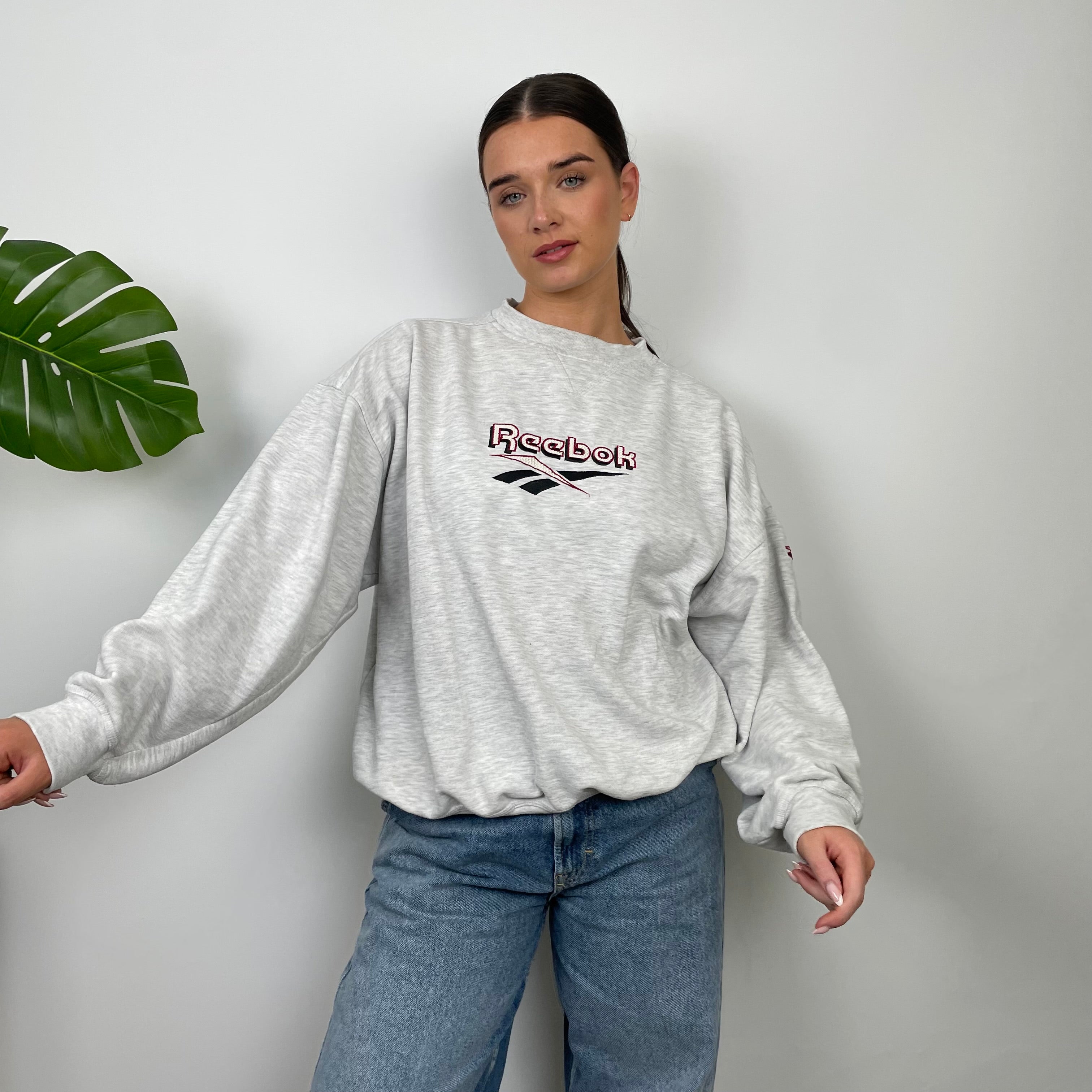 Reebok Grey Embroidered Spell Out Sweatshirt (L)