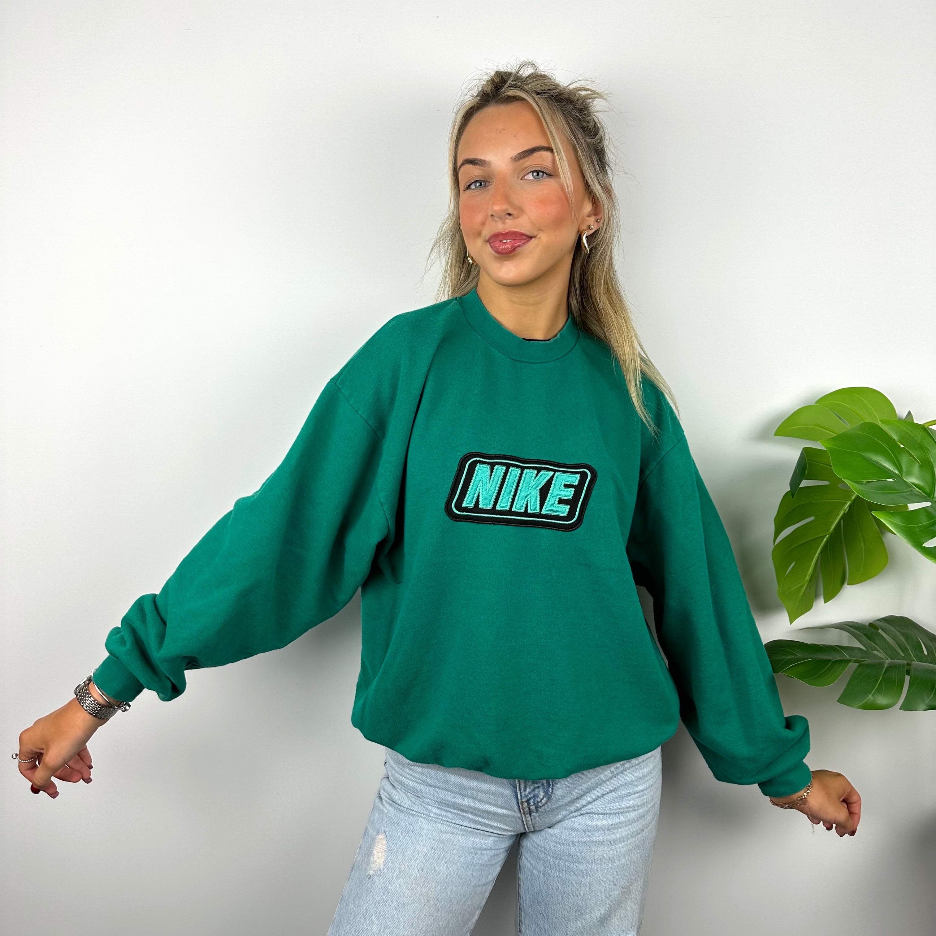 Nike Green Embroidered Spell Out Sweatshirt (M)