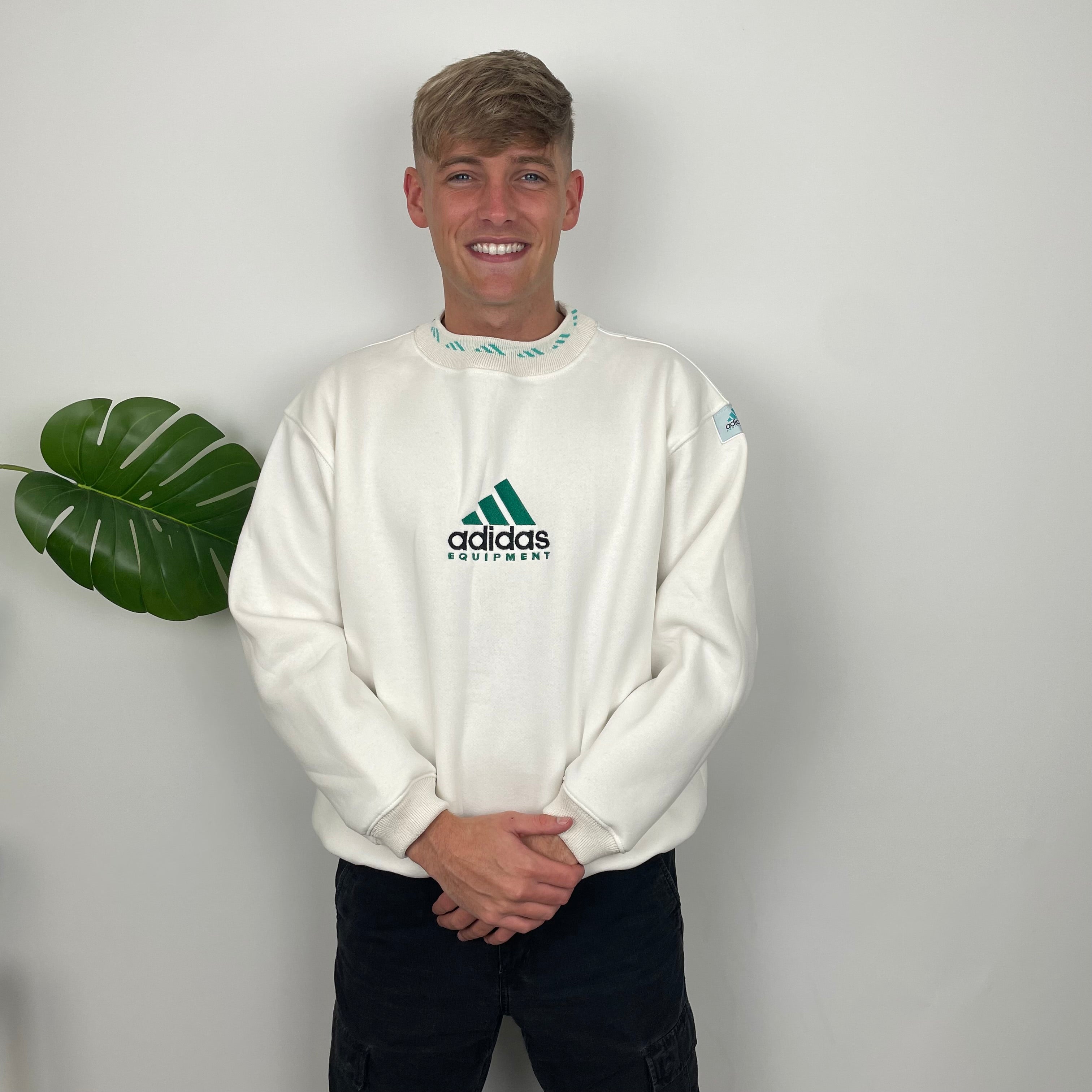 Adidas Equipment White Embroidered Spell Out Sweatshirt (S)