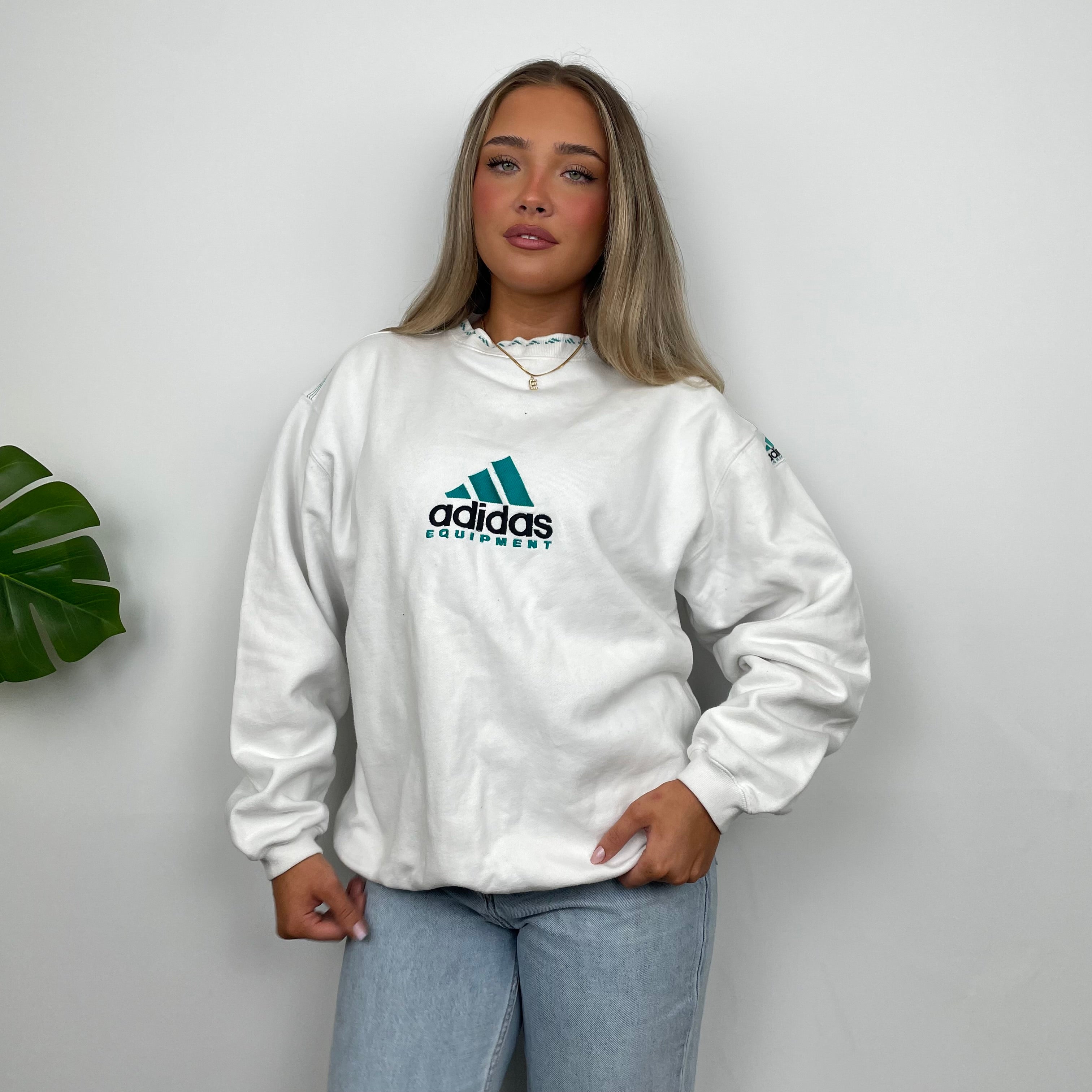 Adidas Equipment White Embroidered Spell Out Sweatshirt (M)