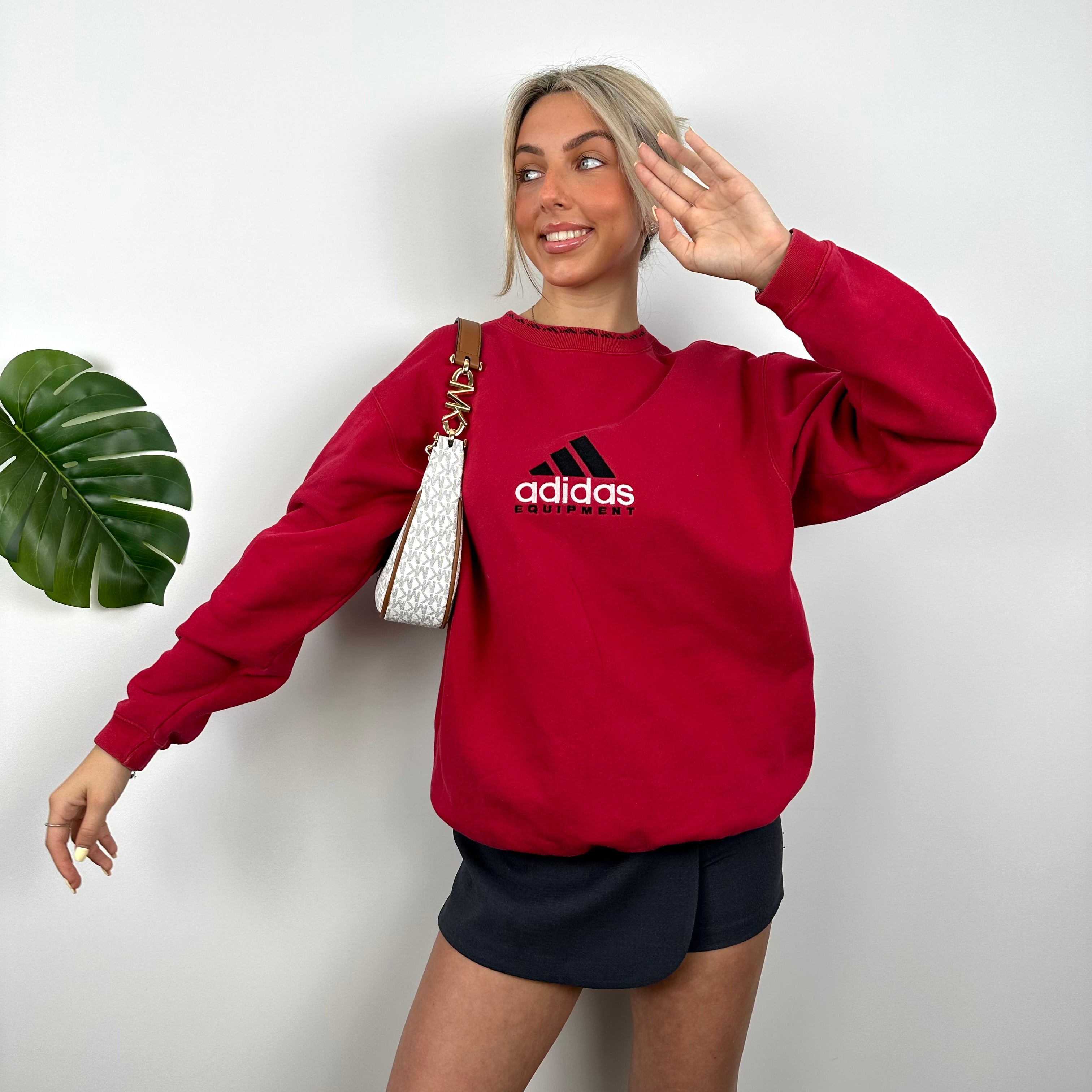 Adidas Equipment RARE Red Embroidered Spell Out Sweatshirt (M)