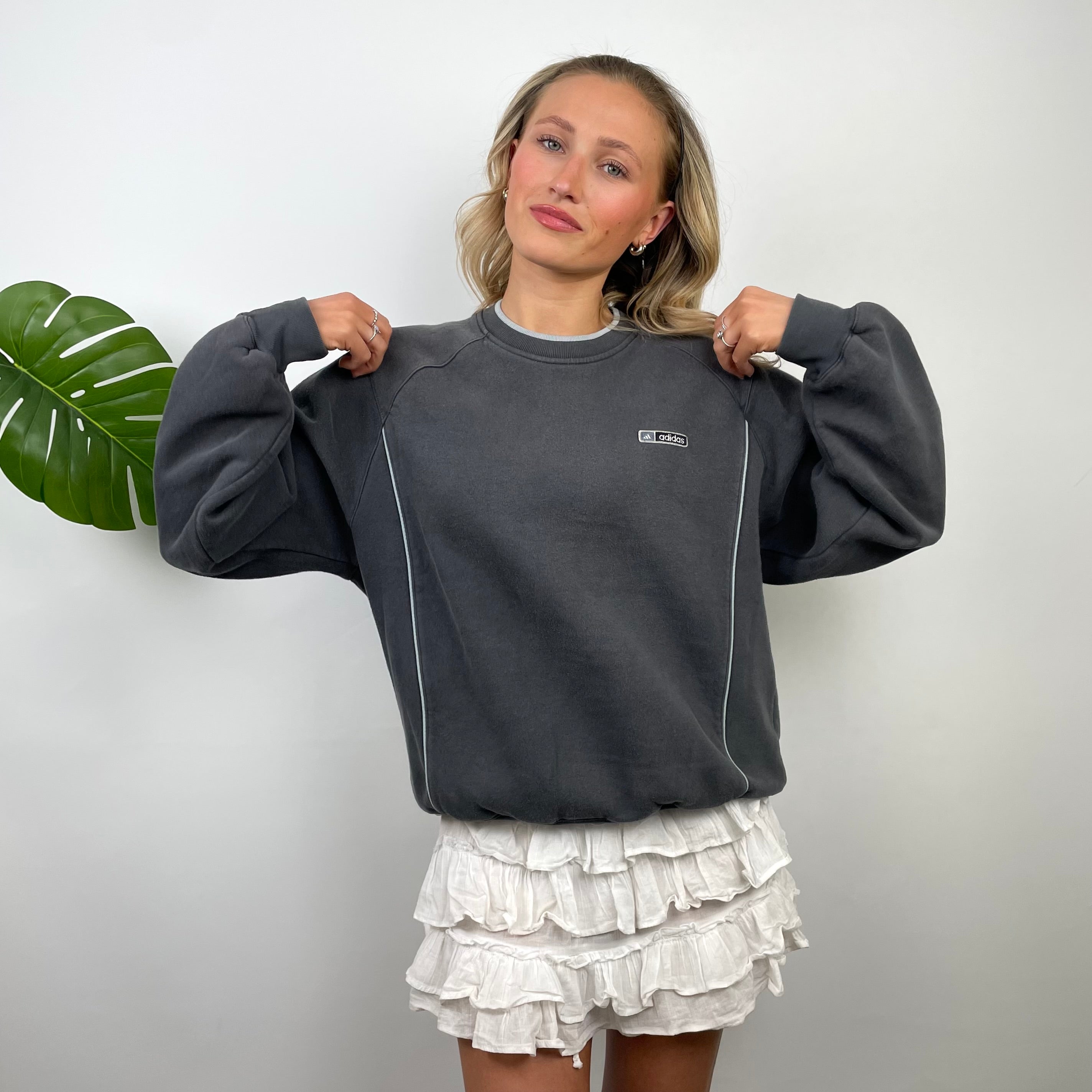 Adidas RARE Black Embroidered Spell Out Sweatshirt (S)