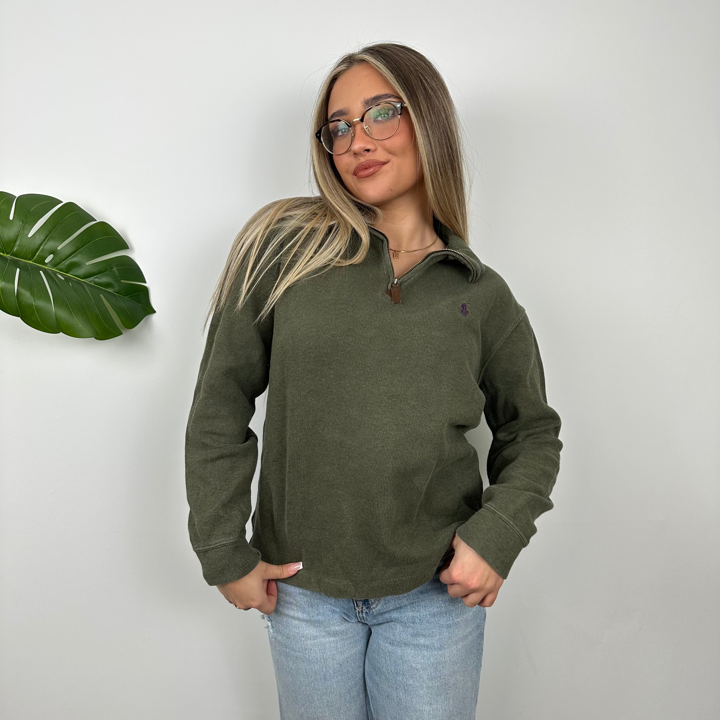 Polo Ralph Lauren Green Embroidered Logo Quarter Zip Sweatshirt (S)