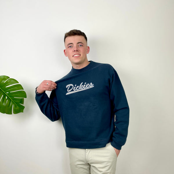 Dickies Navy Embroidered Spell Out Sweatshirt (M)