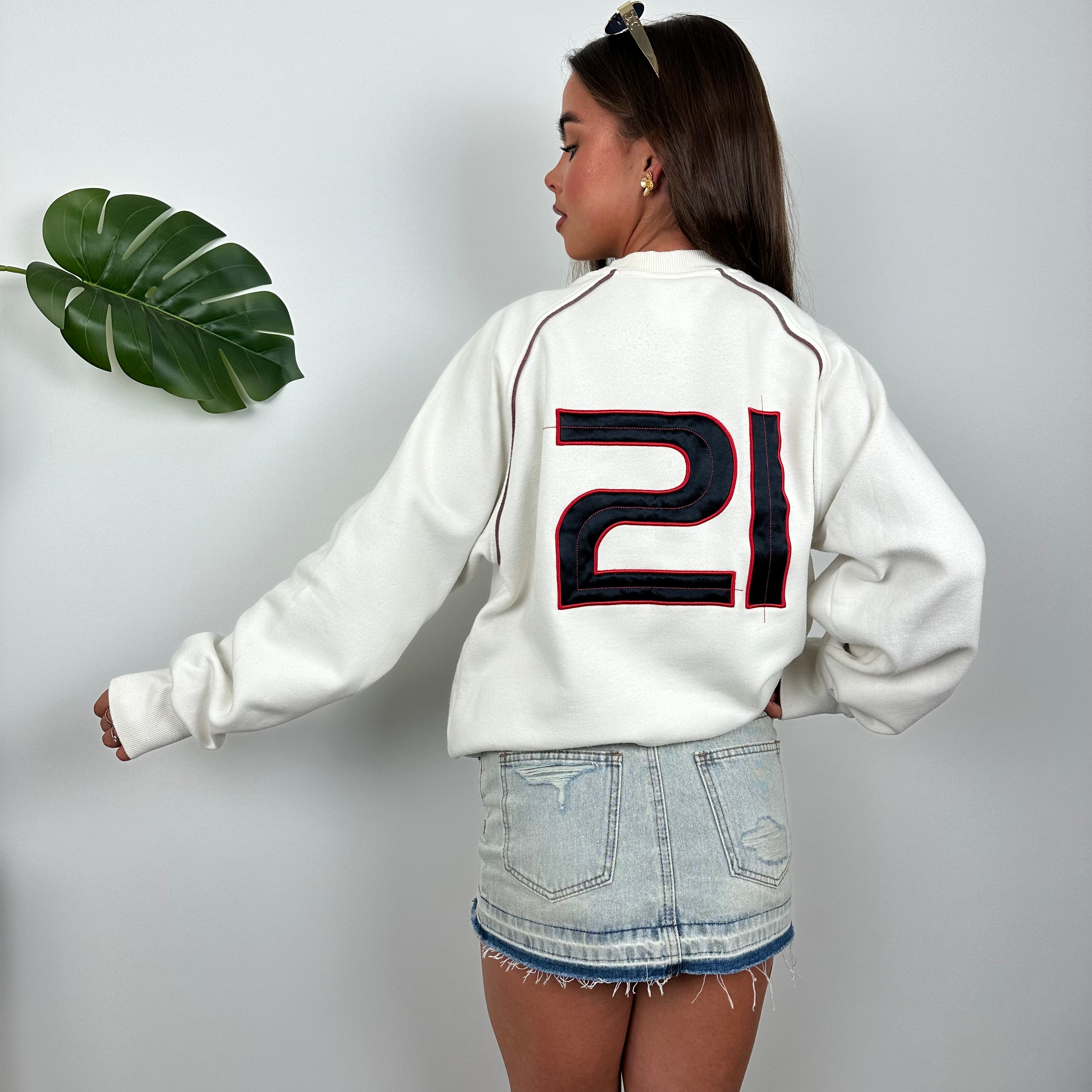 Adidas White Embroidered Spell Out Sweatshirt (M)