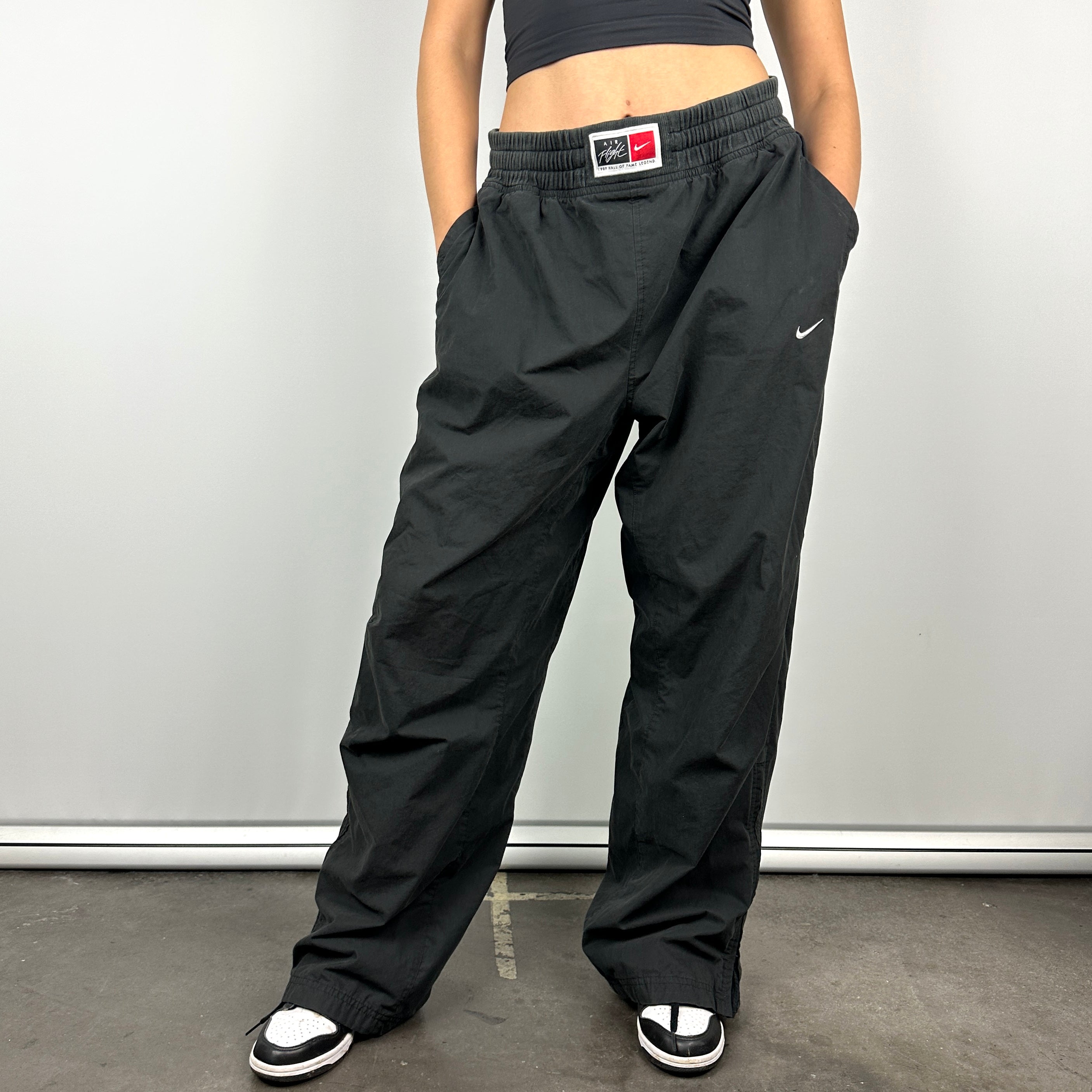 Nike Air Black Embroidered Spell Out Track Pants L Jamie Online Vintage