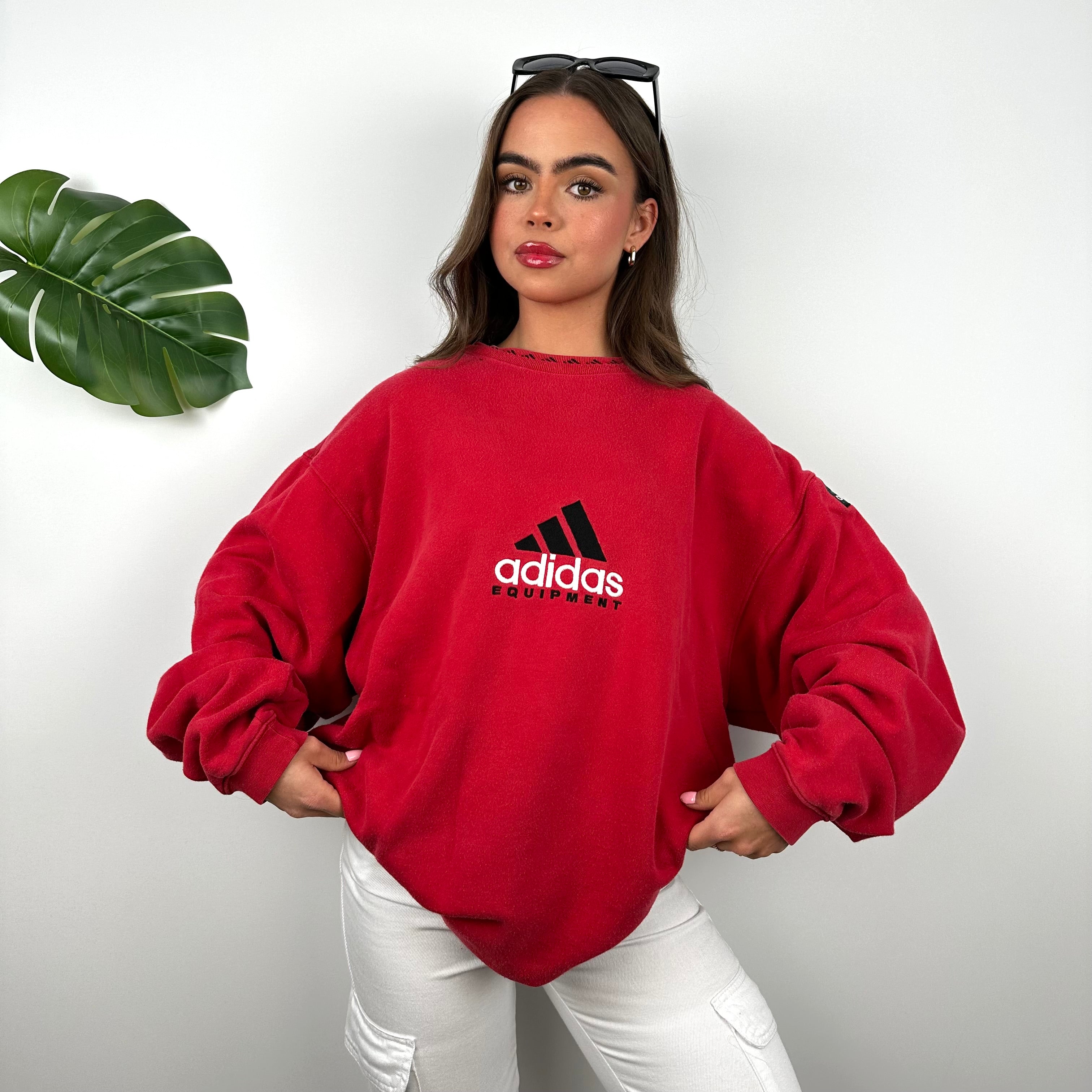 Adidas Equipment RARE Red Embroidered Spell Out Sweatshirt (L)