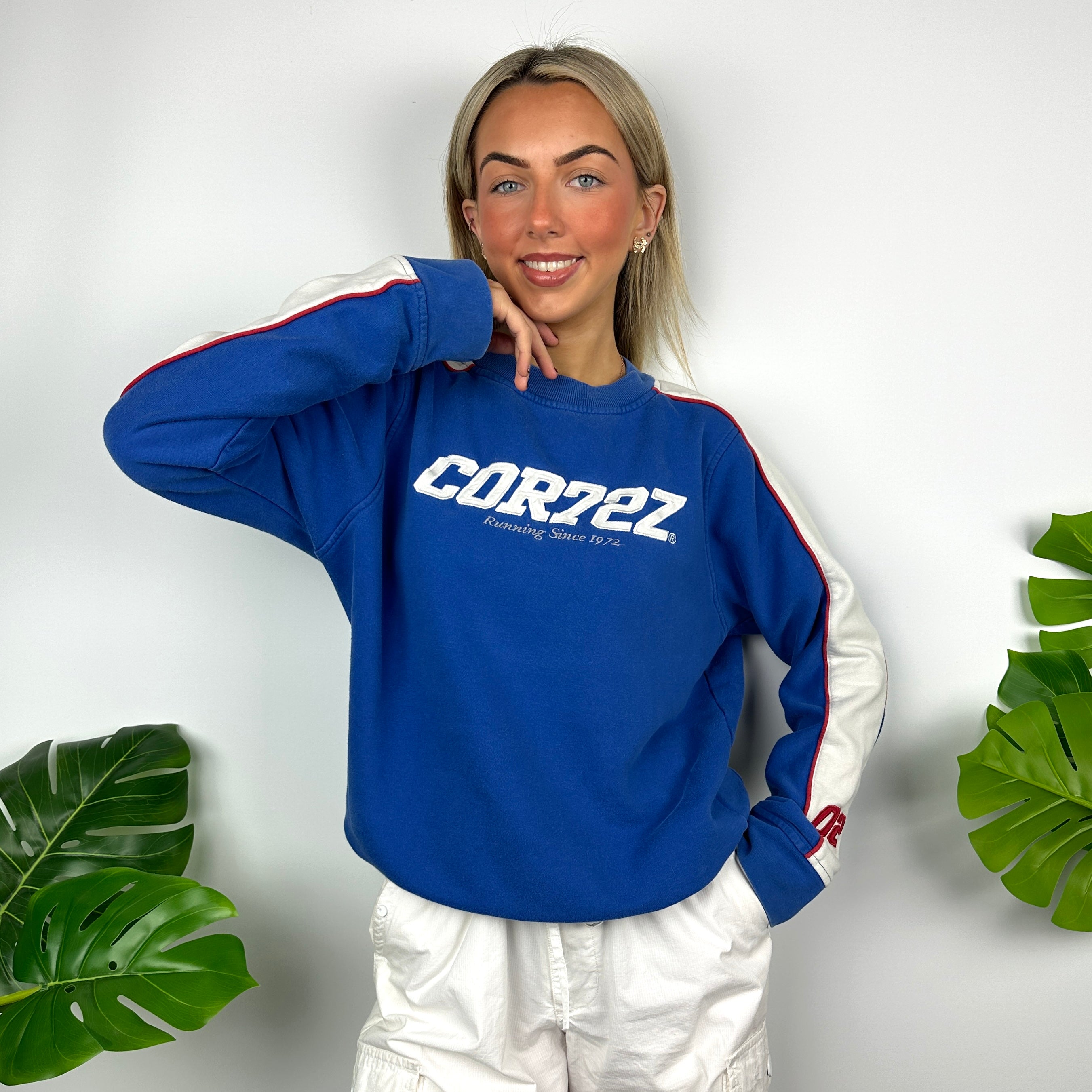 Nike Cortez Blue Embroidered Spell Out Sweatshirt (S)
