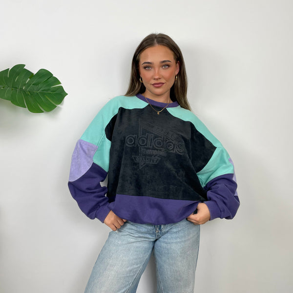 Adidas RARE Black Colour Block Spell Out Sweatshirt (M)