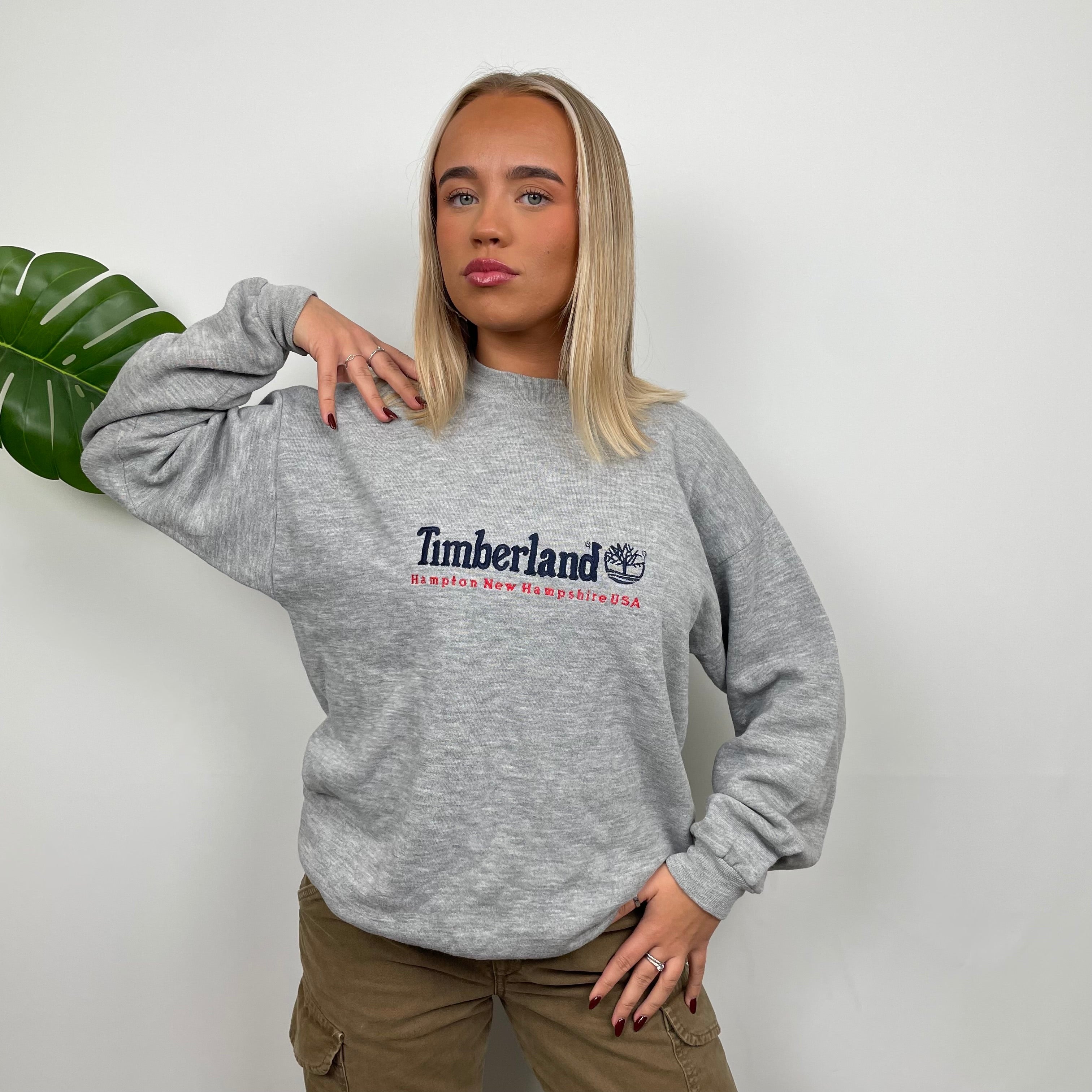 Timberland Grey Embroidered Spell Out Sweatshirt (M)