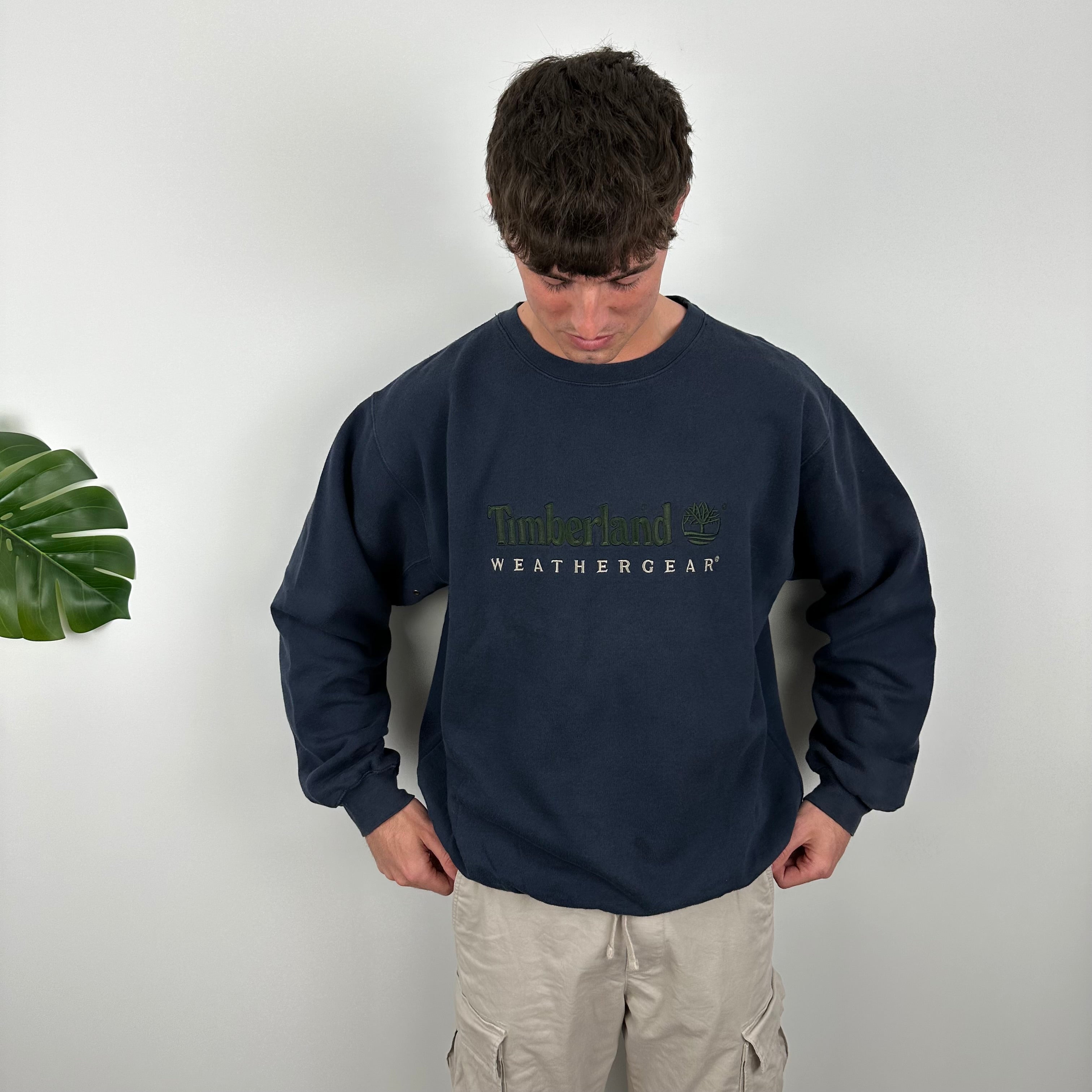 Timberland Navy Embroidered Spell Out Sweatshirt (L)