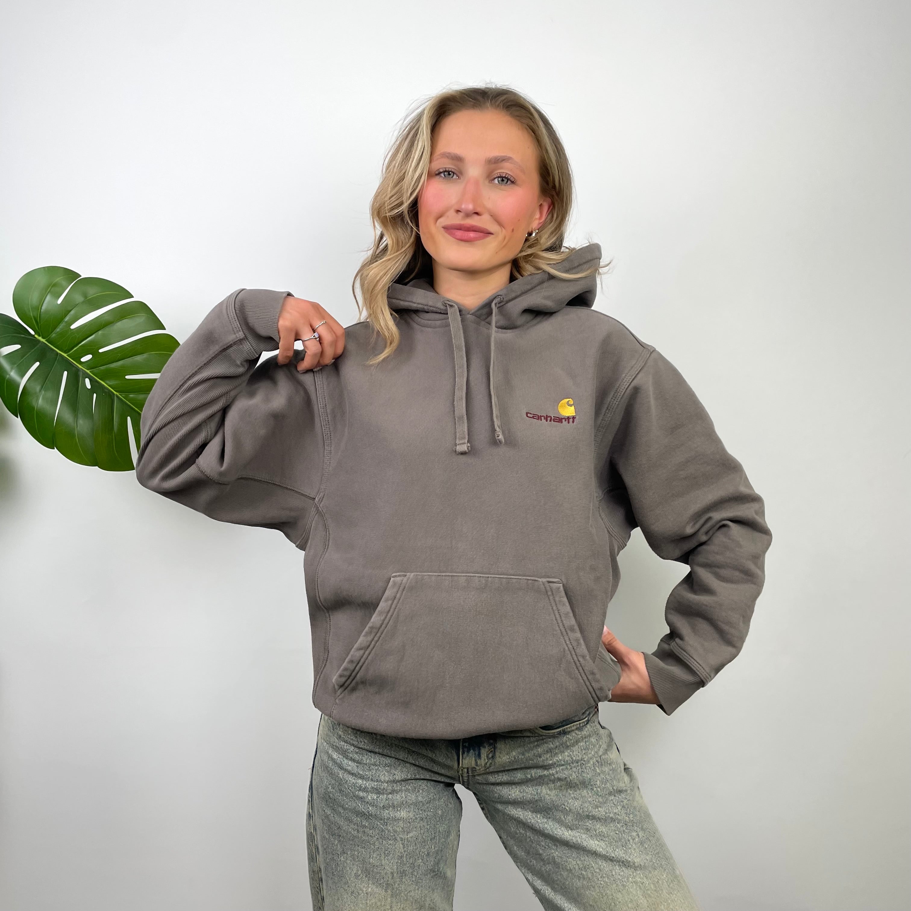 Carhartt RARE Brown Embroidered Logo Hoodie (M)
