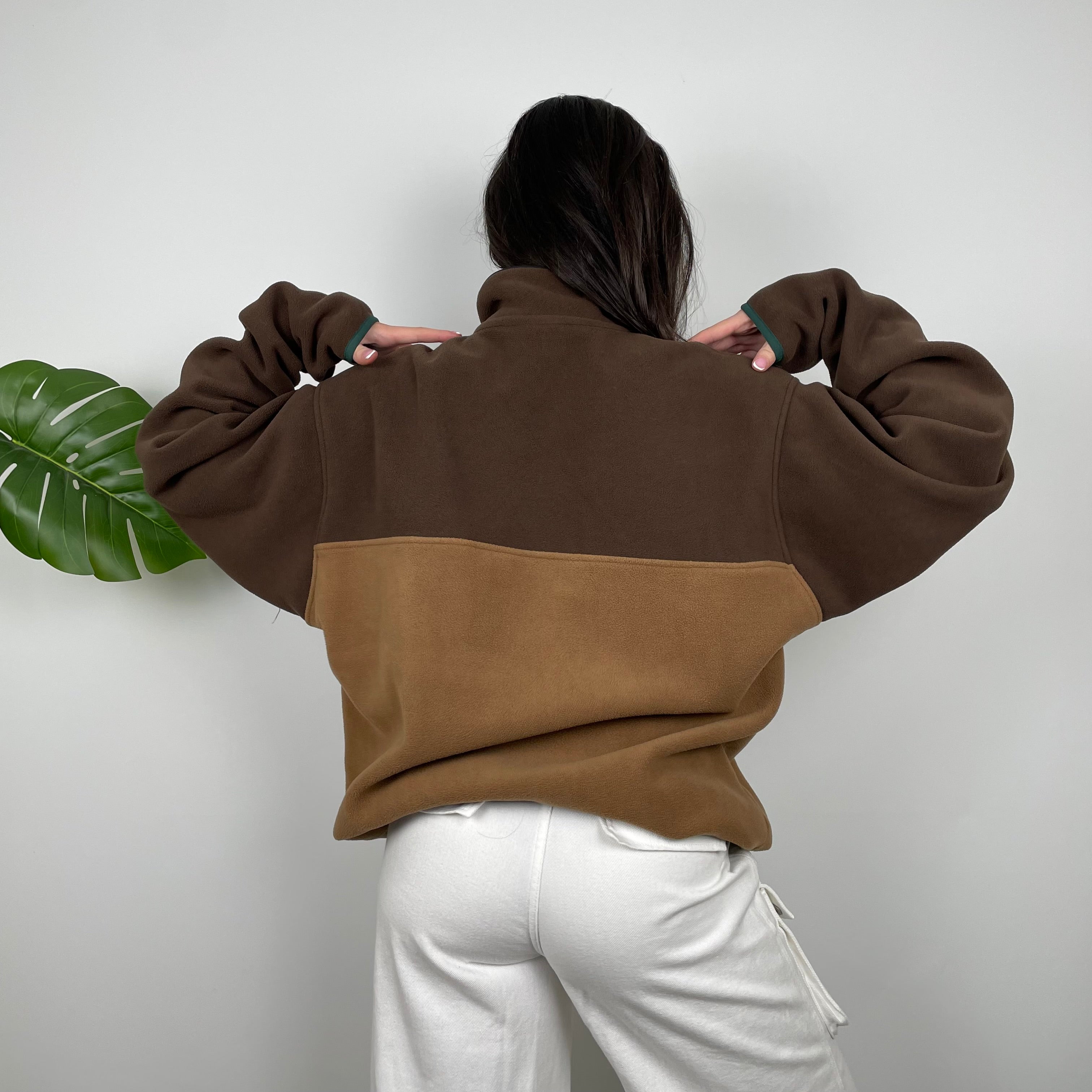 Patagonia Brown Embroidered Spell Out Teddy Bear Fleece Sweatshirt (L)