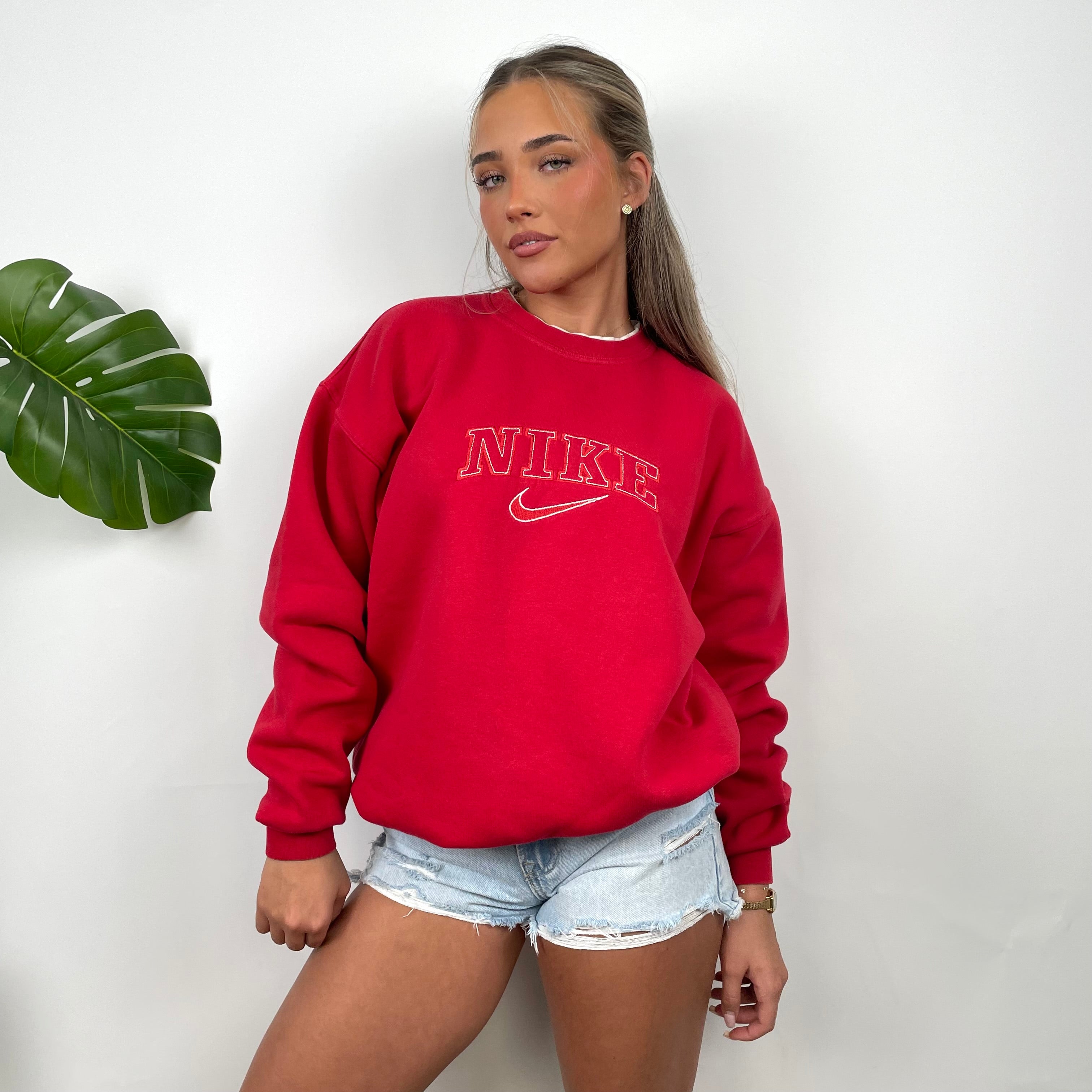 Nike Red Embroidered Spell Out Sweatshirt (L)