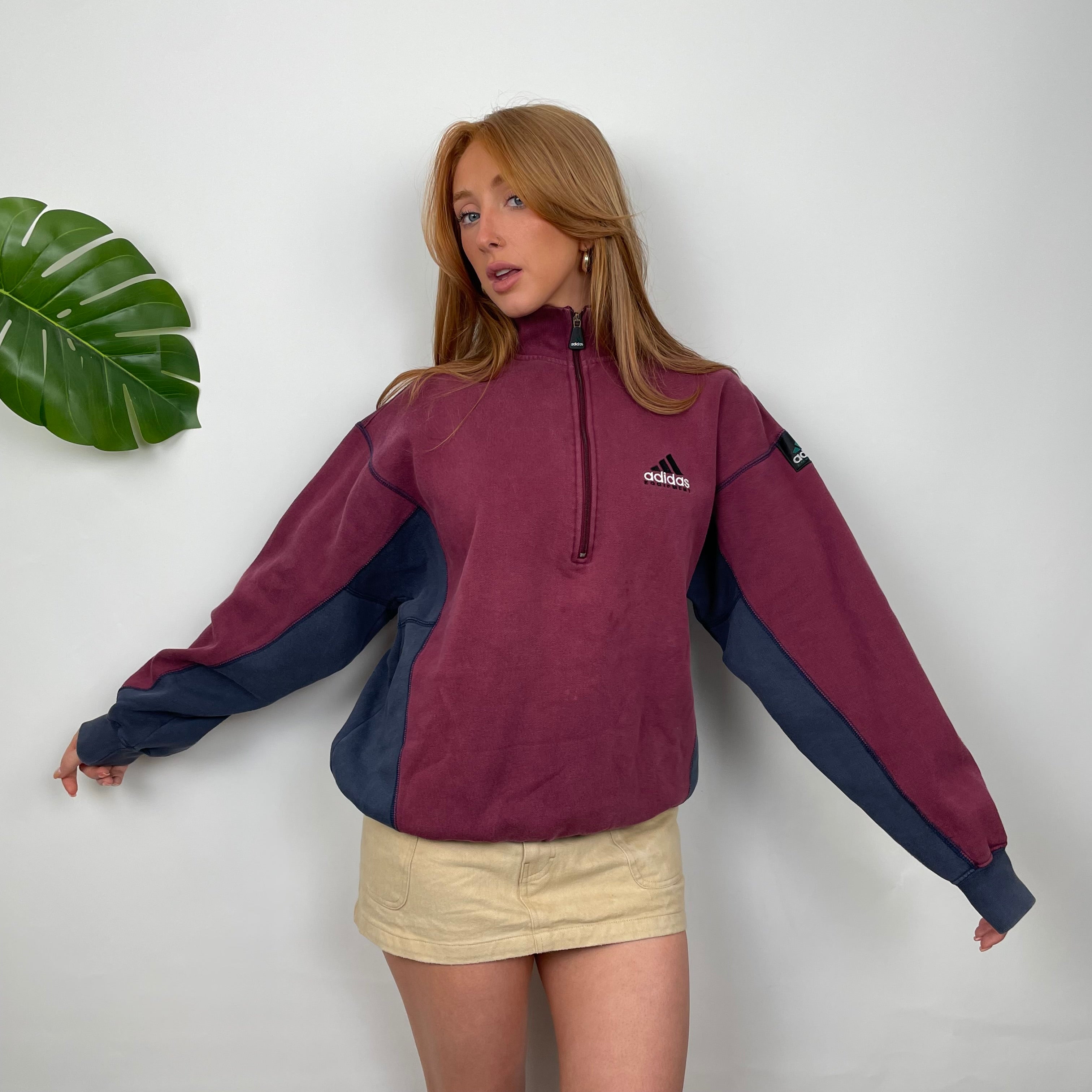 Adidas Equipment Maroon Embroidered Spell Out Sweatshirt (S)