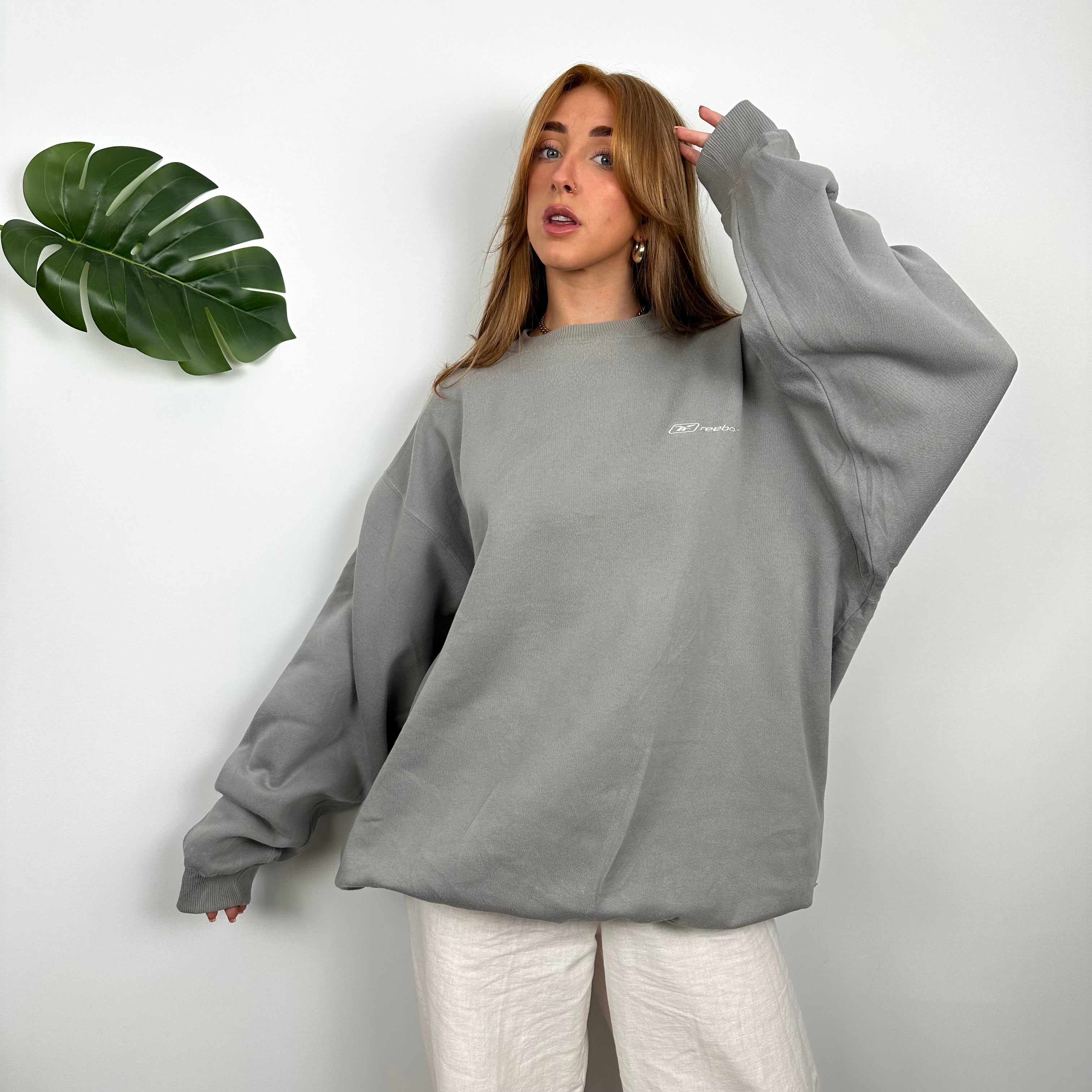 Reebok Grey Embroidered Spell Out Sweatshirt (L)