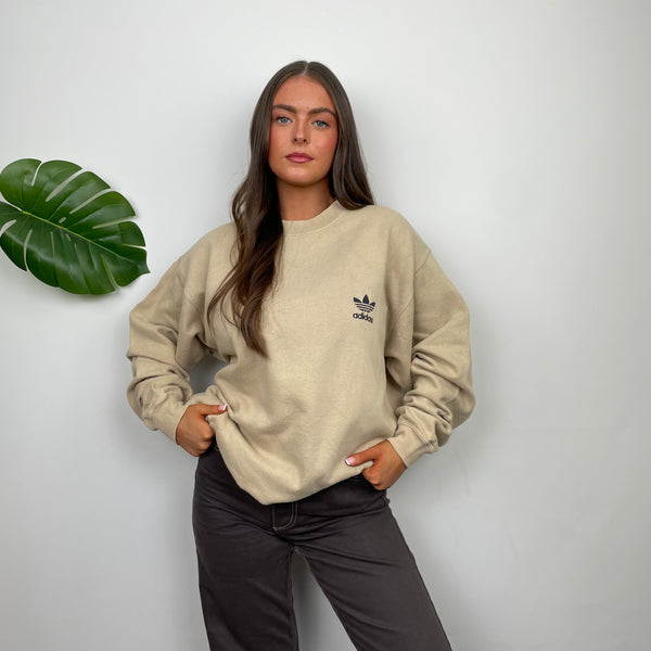 Adidas Tan Embroidered Spell Out Sweatshirt (L)