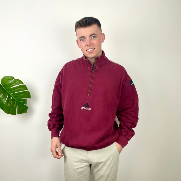 Adidas Equipment Maroon Embroidered Spell Out Sweatshirt (L)