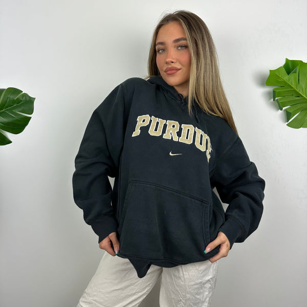 Nike x Purdue RARE Black Embroidered Spell Out Hoodie (M)