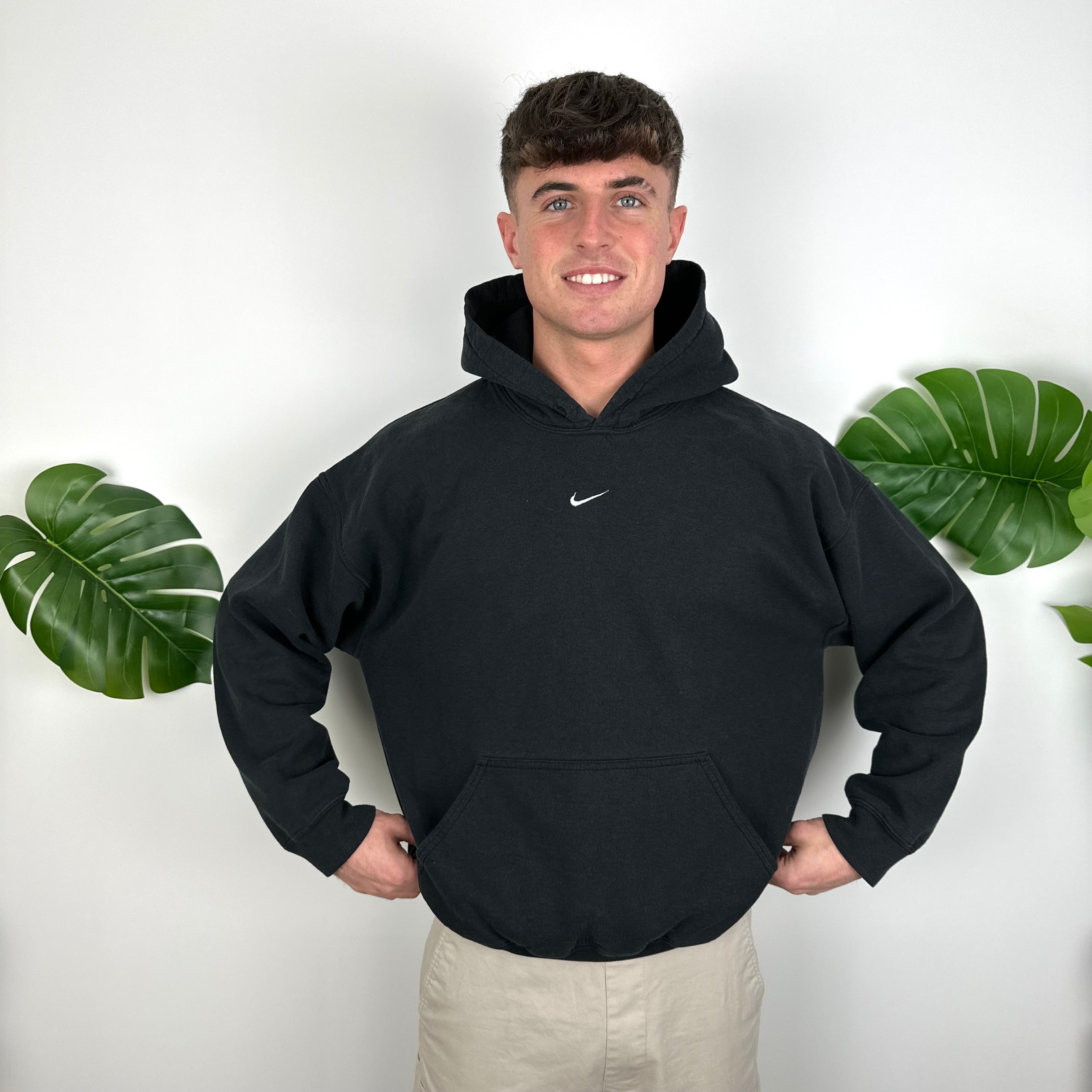 Nike Black Embroidered Centre Swoosh Hoodie (M)