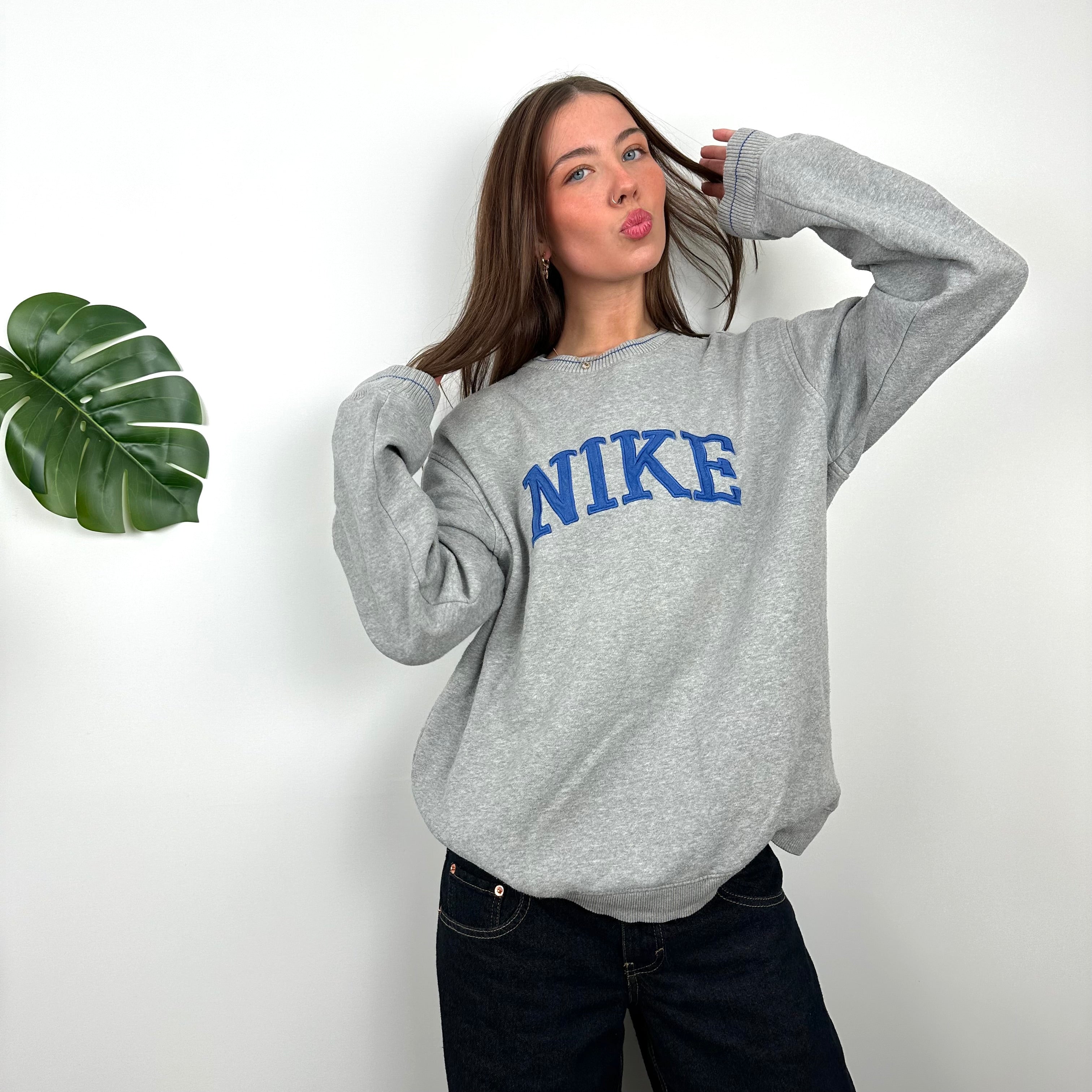 Nike Grey Embroidered Spell Out Sweatshirt (L)