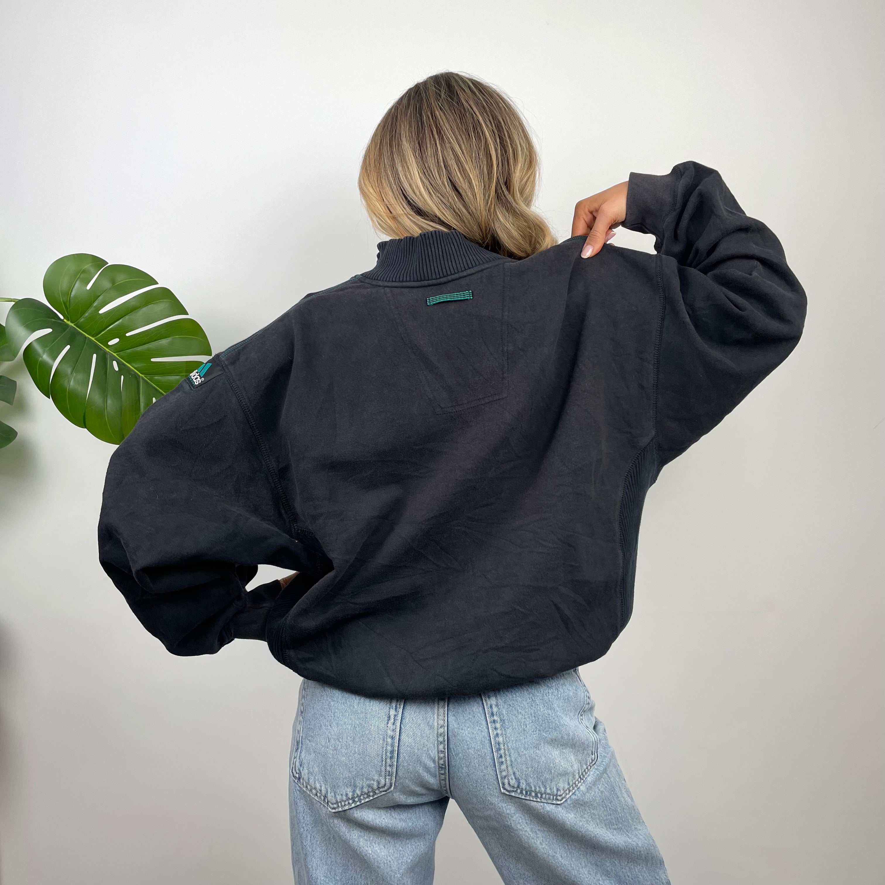 Adidas Equipment RARE Black Embroidered Spell Out Quarter Zip Up (M)